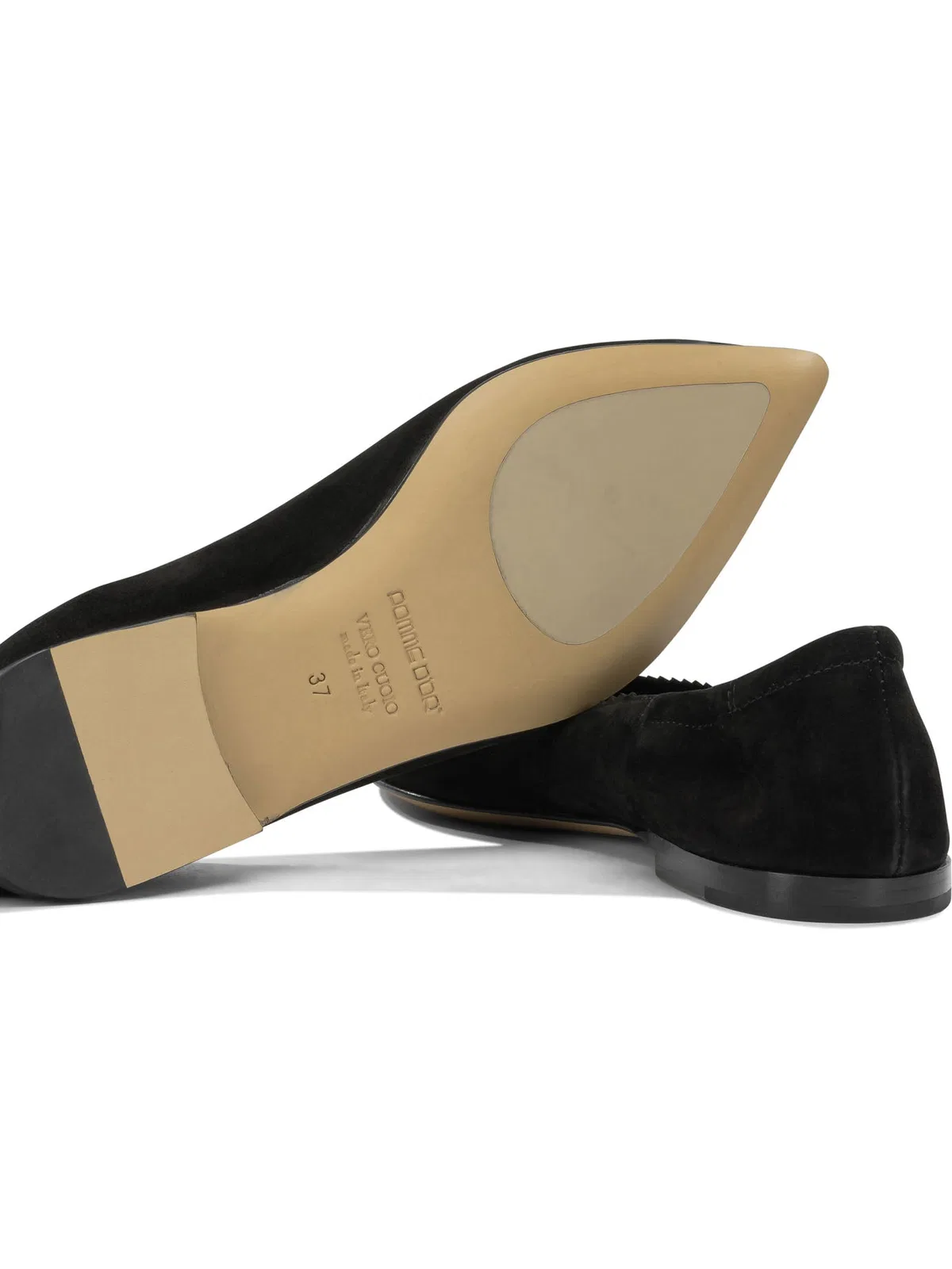 Pomme D'Or Black Suede Leather Cow Leather Ballerin