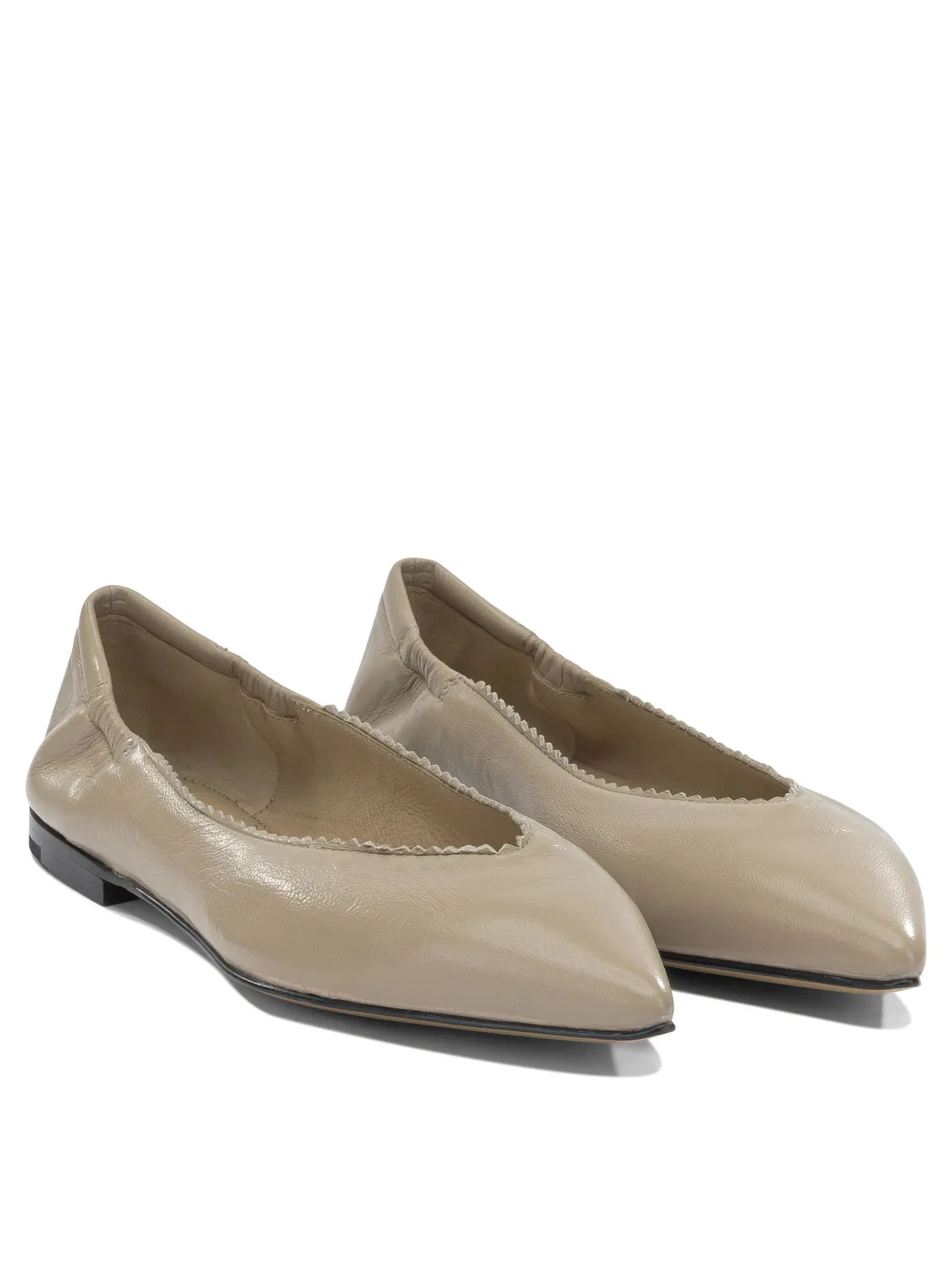 Pomme D'Or Beige Leather Ballerinas