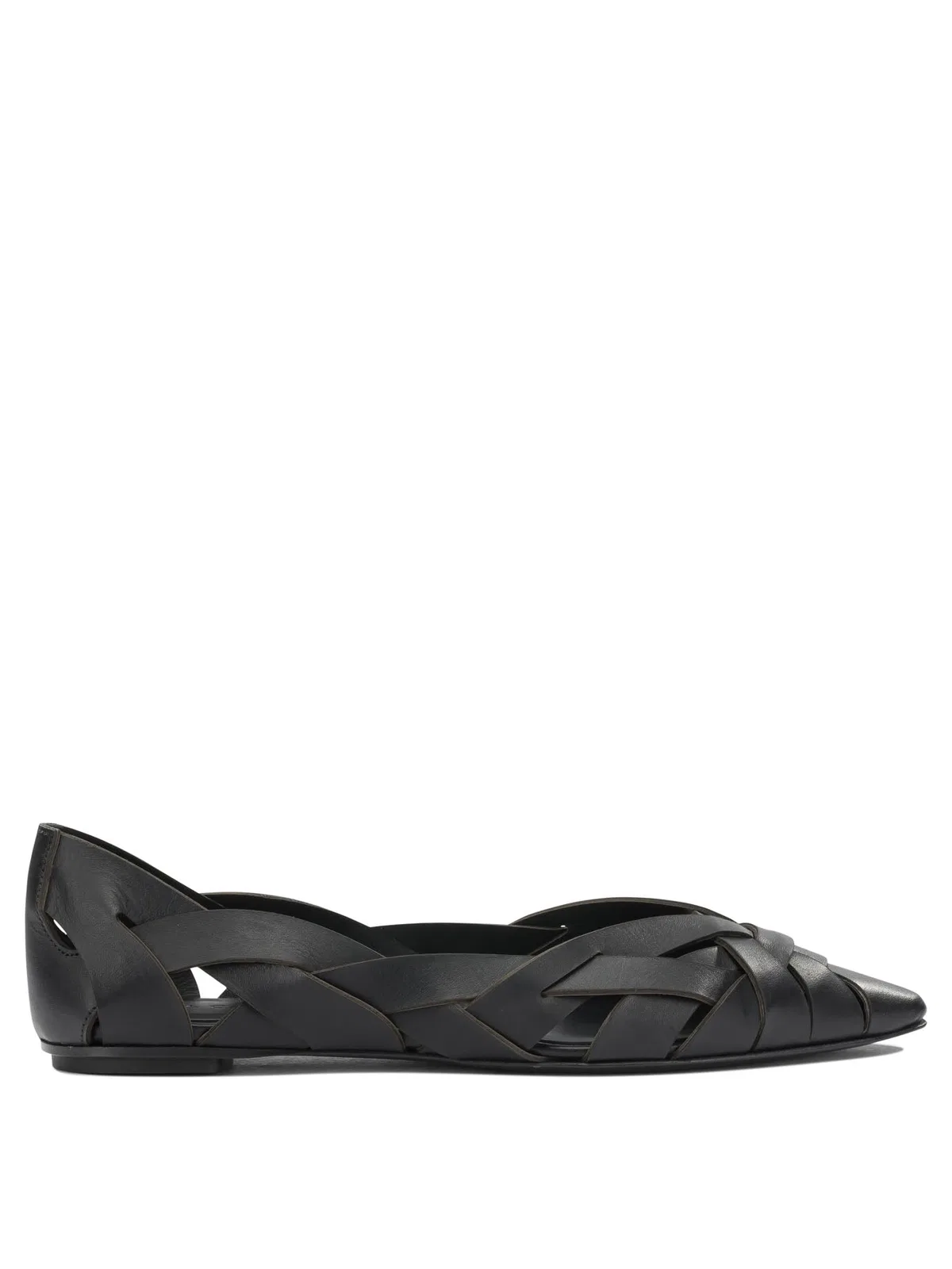 Del Carlo Black Calf Leather Leather Ballerinas