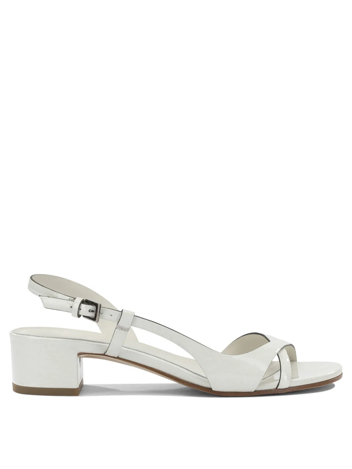 Del Carlo White Calf Leather Leather Sandals