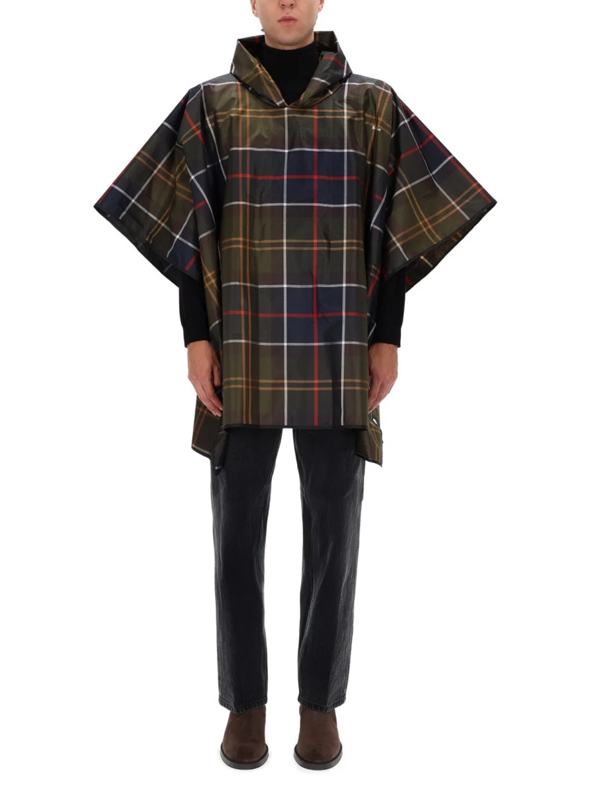 Barbour Poncho With Tartan Pattern