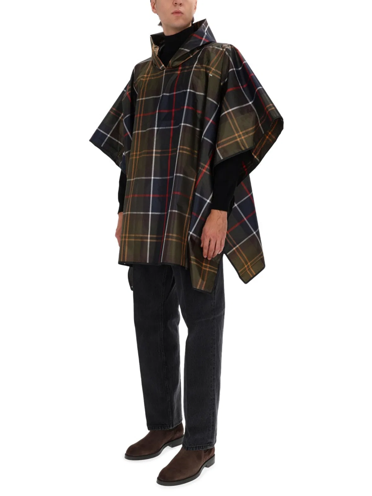 Barbour Poncho With Tartan Pattern