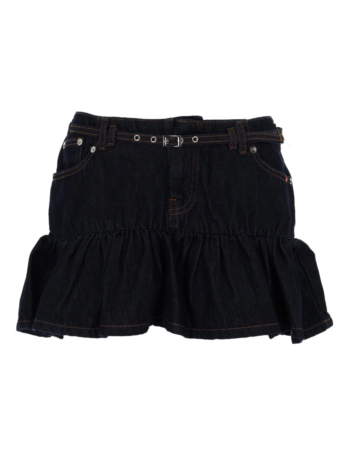 Amish Denim Miniskirt With Belt