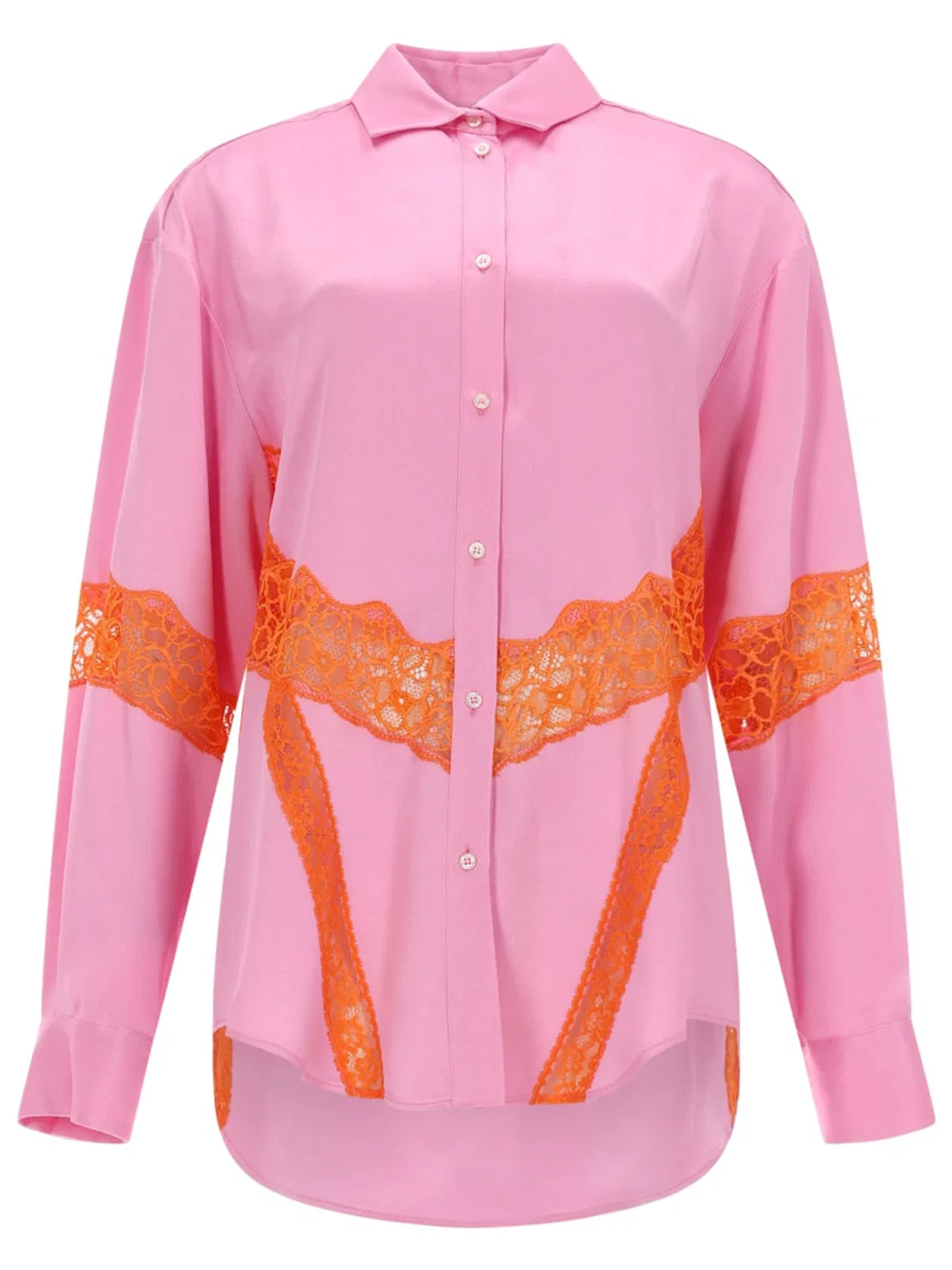 MSGM Camicia Con Inserti In Pizzo