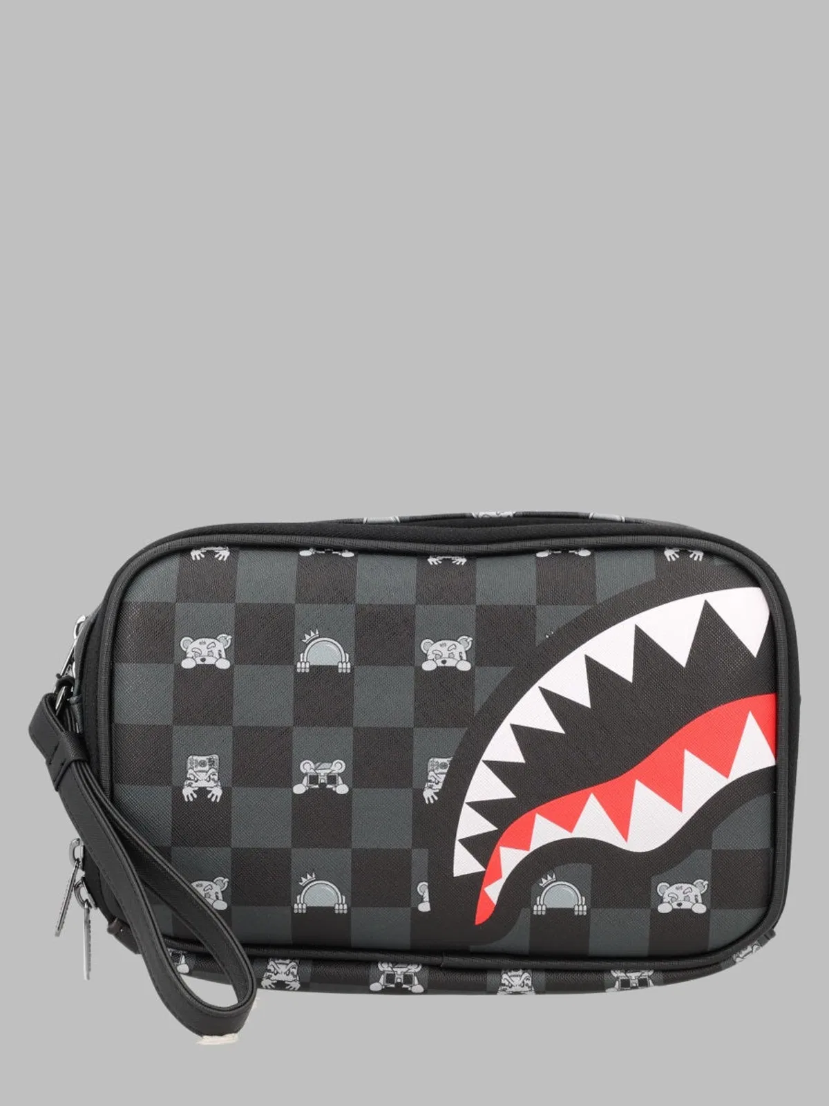Sprayground Gray Peeking Character Check Toiletry Br