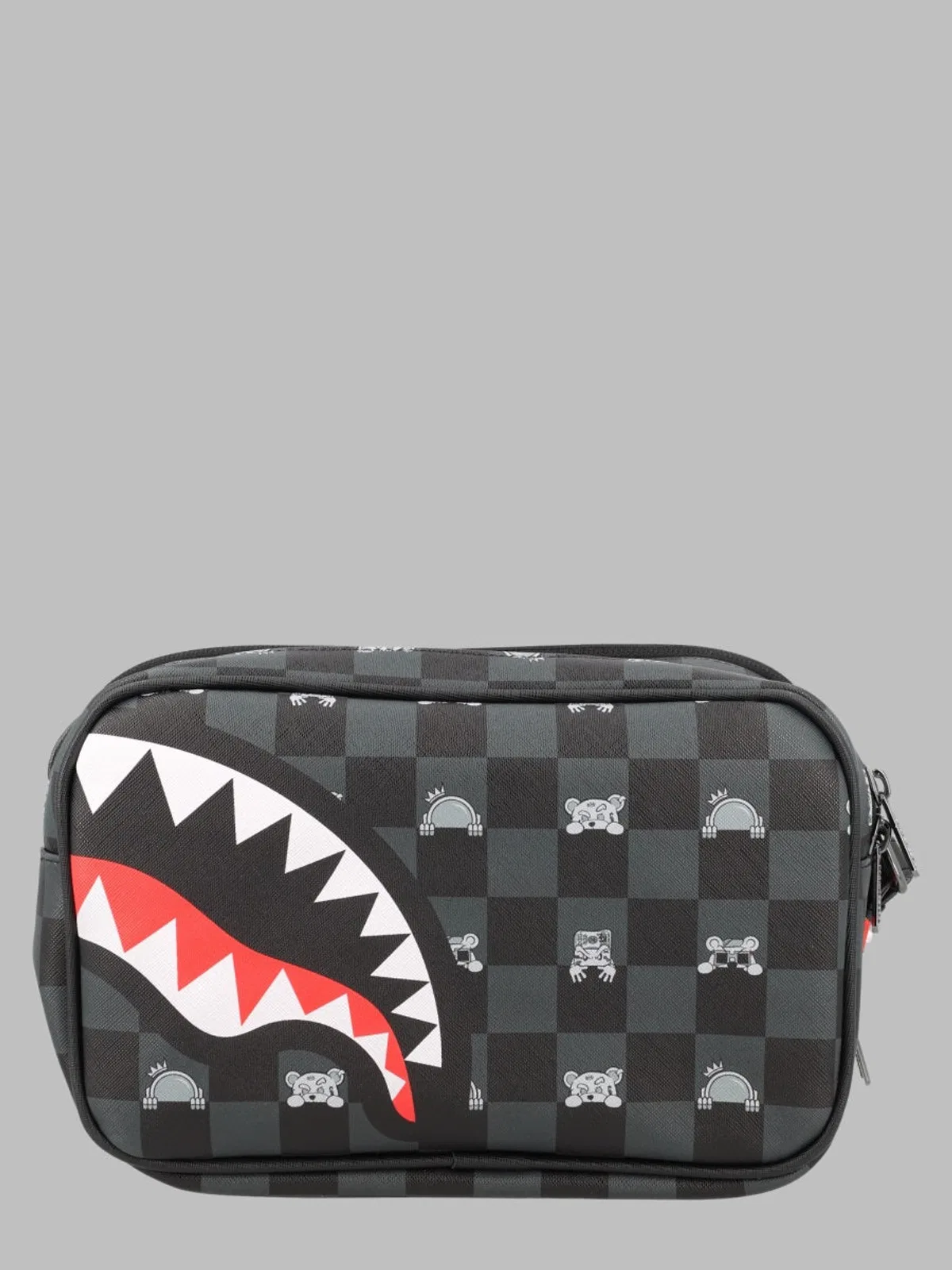 Sprayground Gray Peeking Character Check Toiletry Br