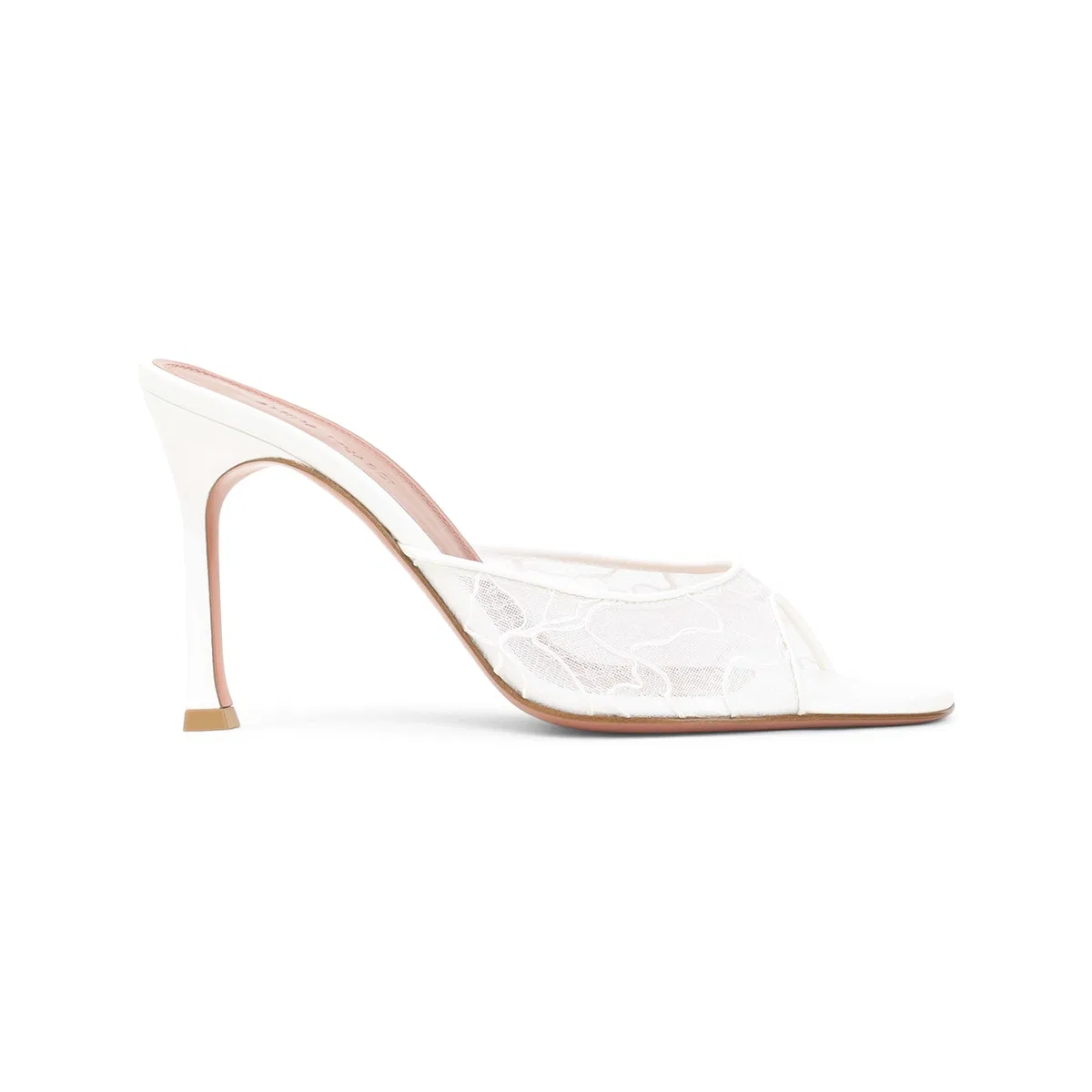 Amina Muaddi Ivory White Leather Alexa Lace 95 Slippe