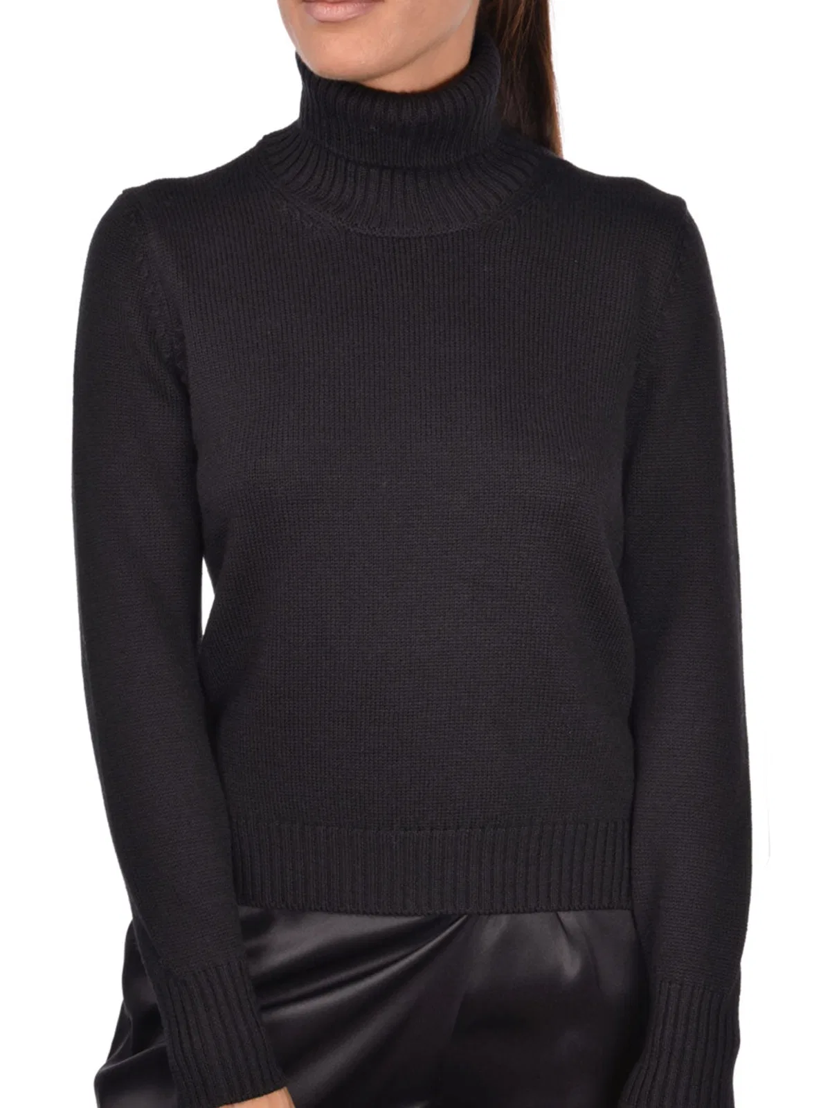 Gran Sasso Black Wool Cyclist Sweater