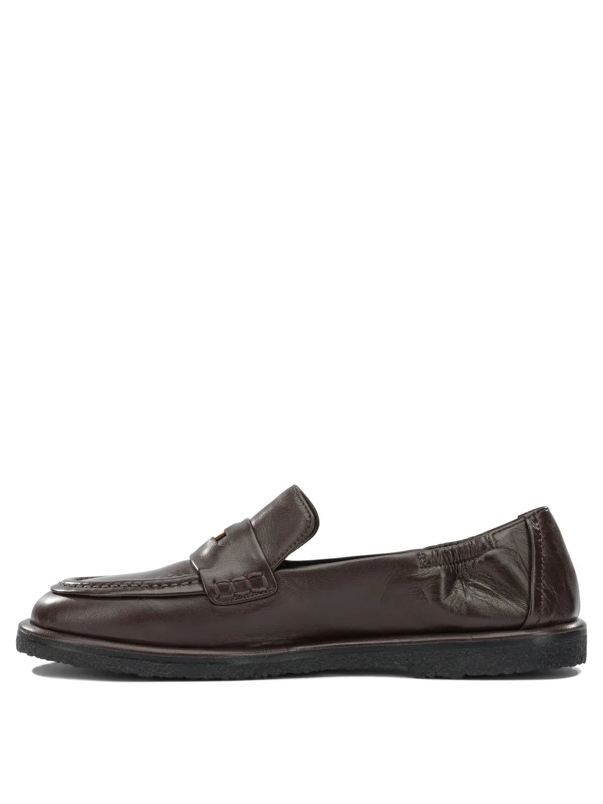 Pomme D'Or Brown Leather Rubber Loafers Slippers