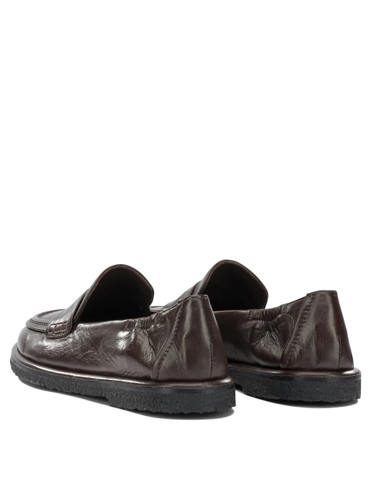 Pomme D'Or Brown Leather Rubber Loafers Slippers