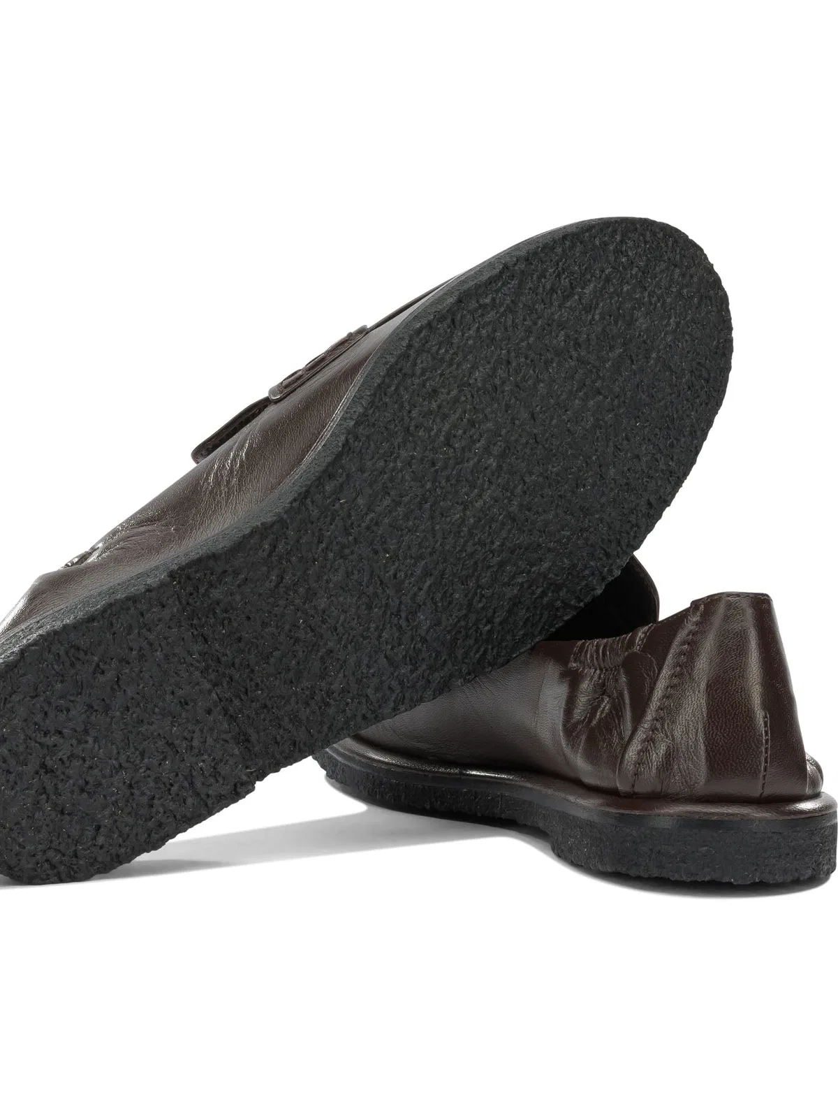 Pomme D'Or Brown Leather Rubber Loafers Slippers
