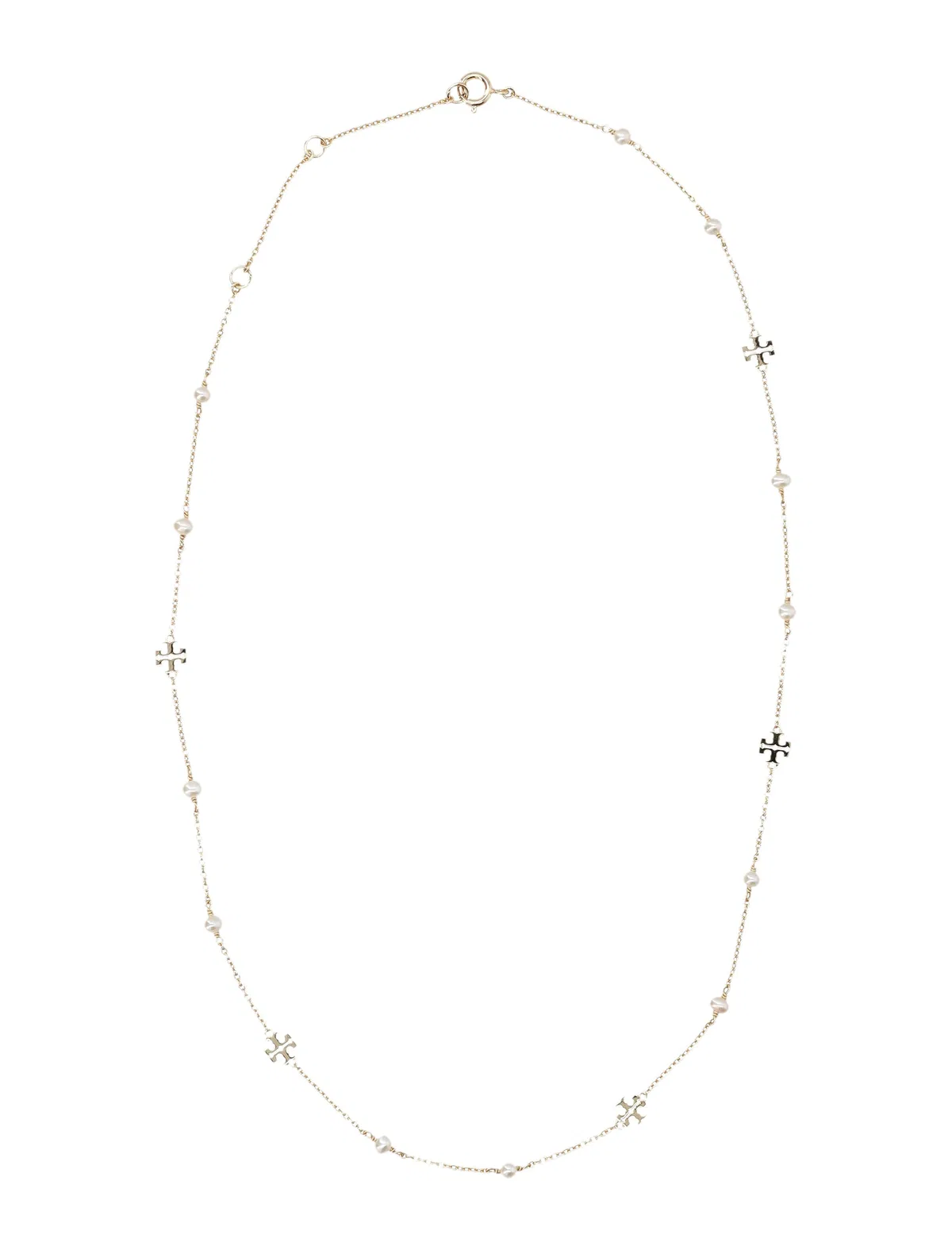 Tory Burch Collana Kira Con Logo E Perle