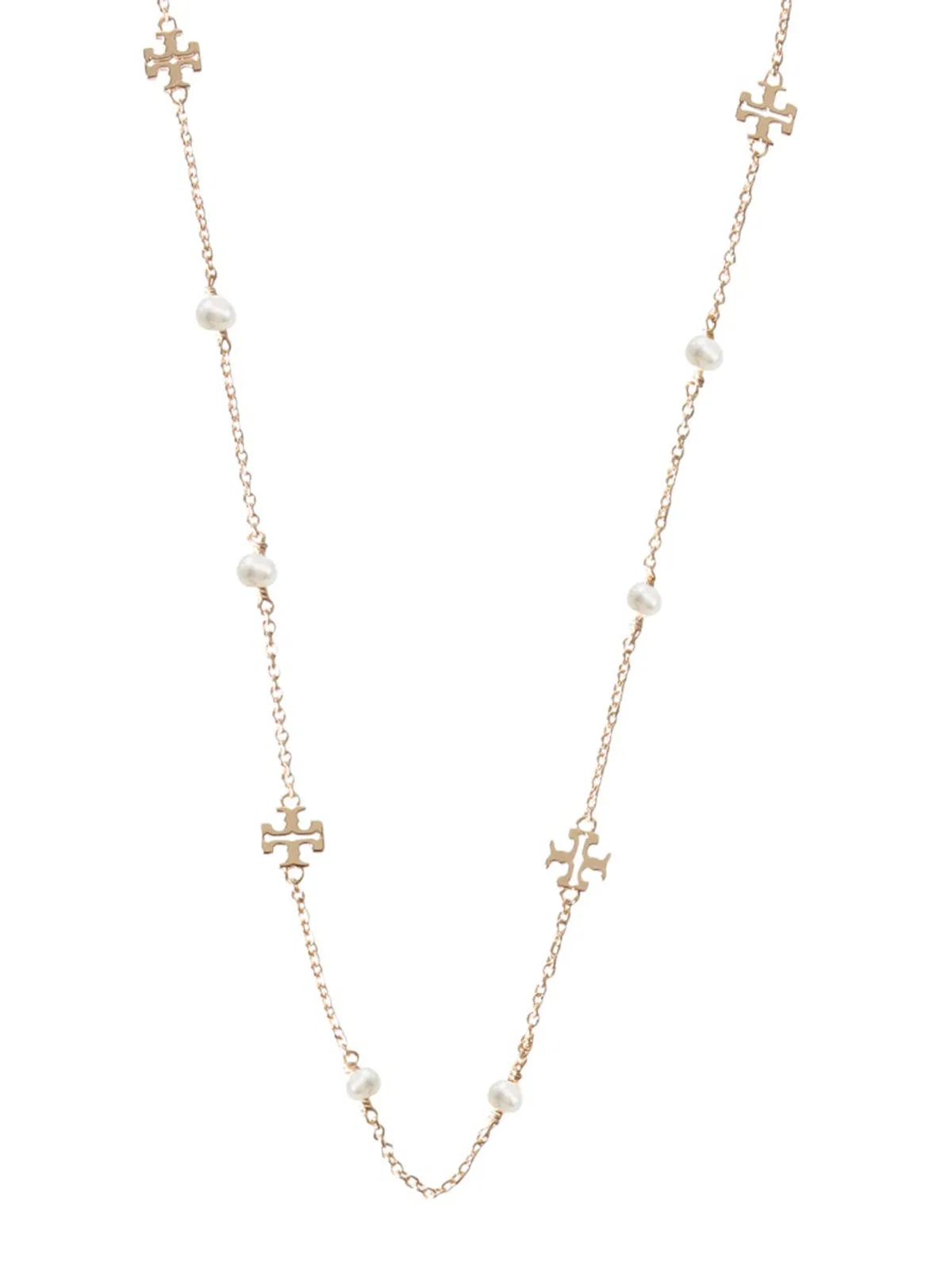 Tory Burch Collana Kira Con Logo E Perle