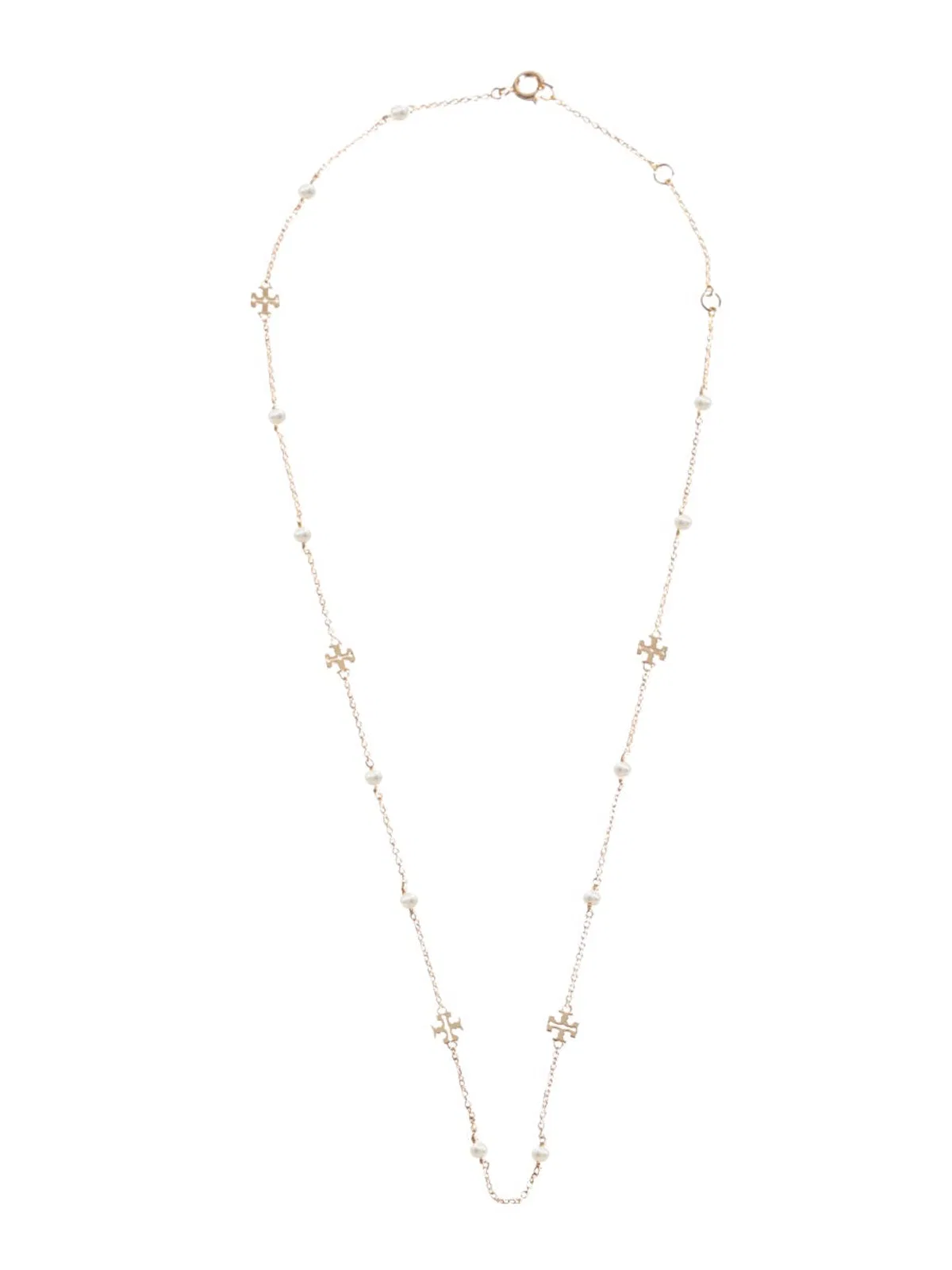Tory Burch Collana Kira Con Logo E Perle