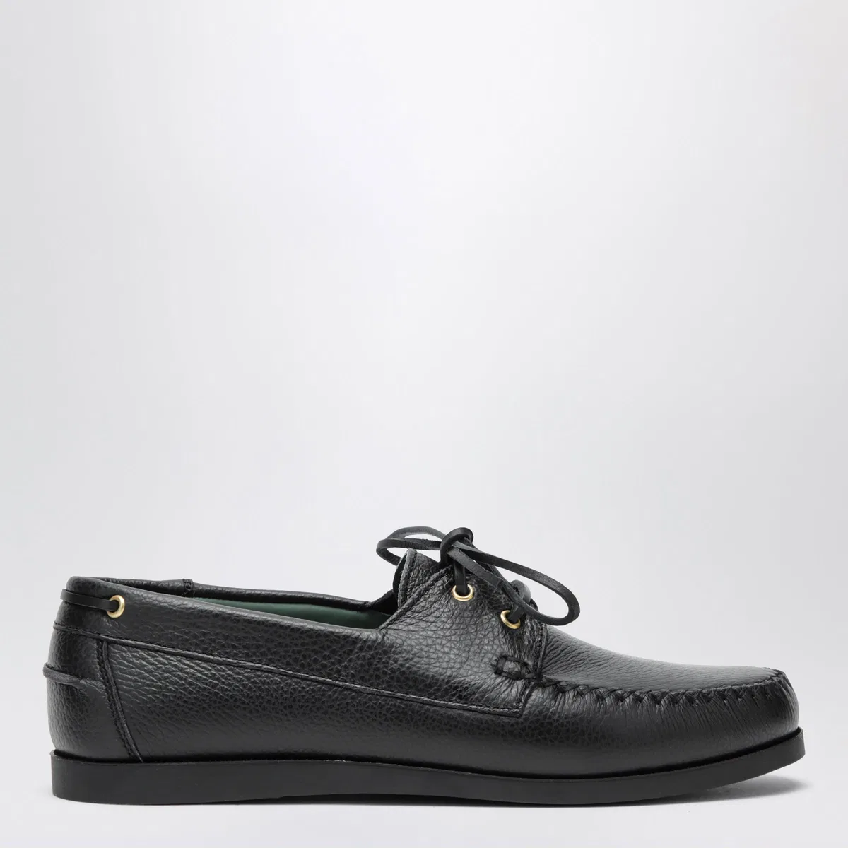 Vinny's Vinnys Black Boat Shoe In Leather