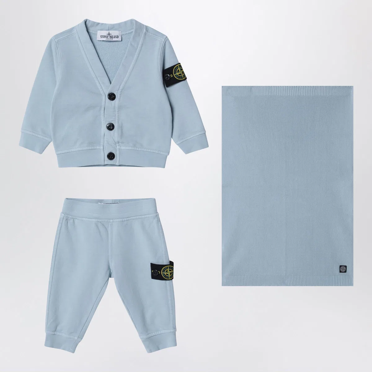 Stone Island Light Blue Two-Piece Set With Blanket