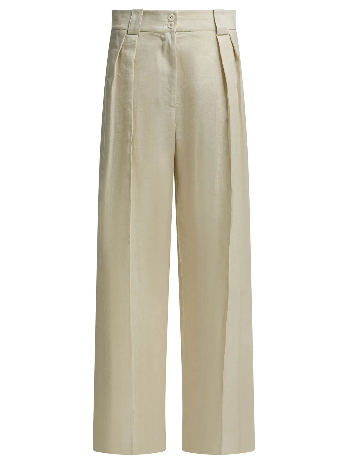 Ines De La Fressange Beige Linen Trousers