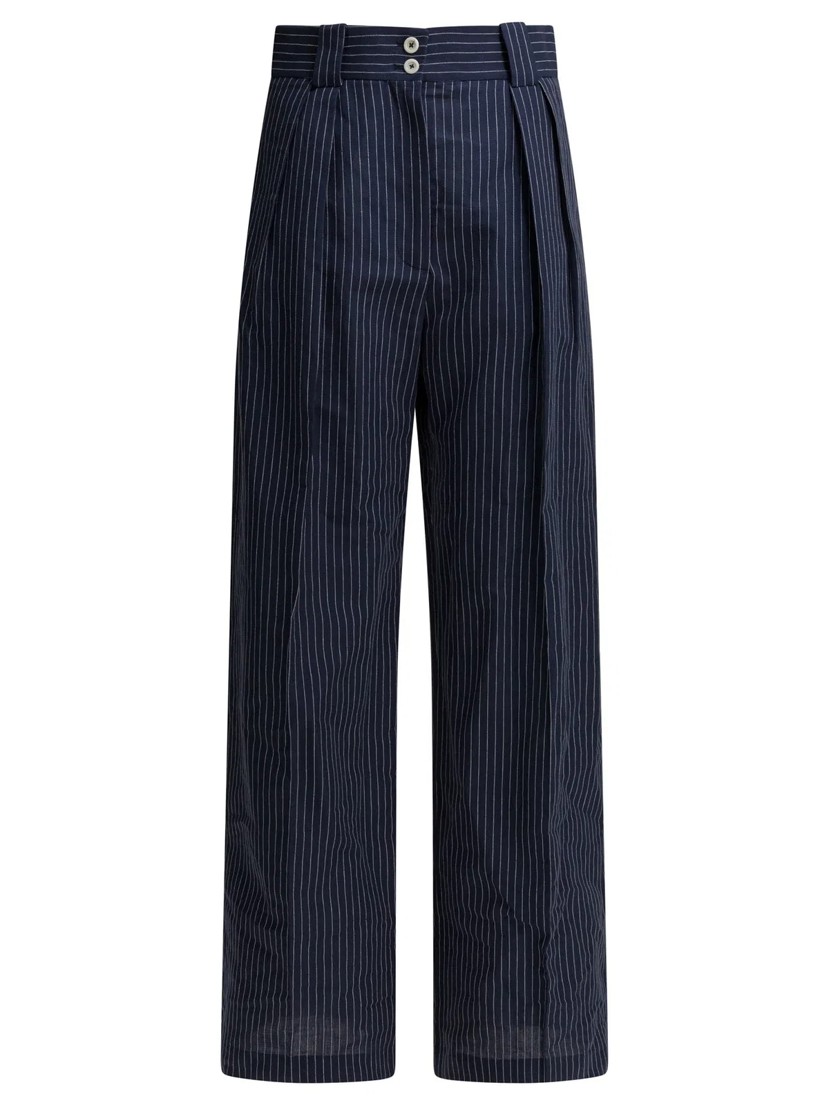 Ines De La Fressange Blue Linen Trousers