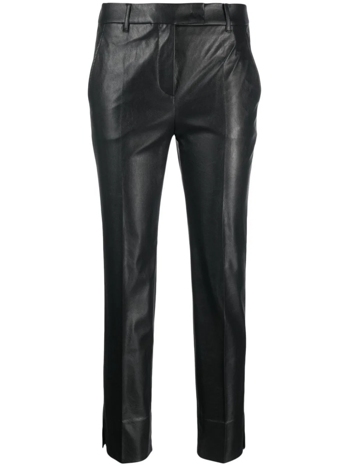 Incotex Slim Cut Faux Leather Trousers