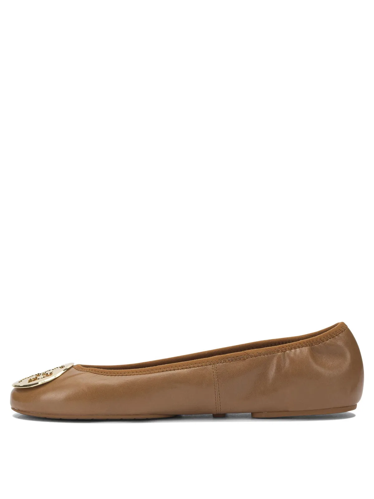 Tory Burch Brown Leather Fabric Ballerinas