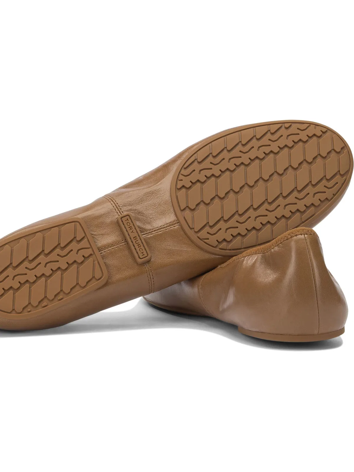 Tory Burch Brown Leather Fabric Ballerinas