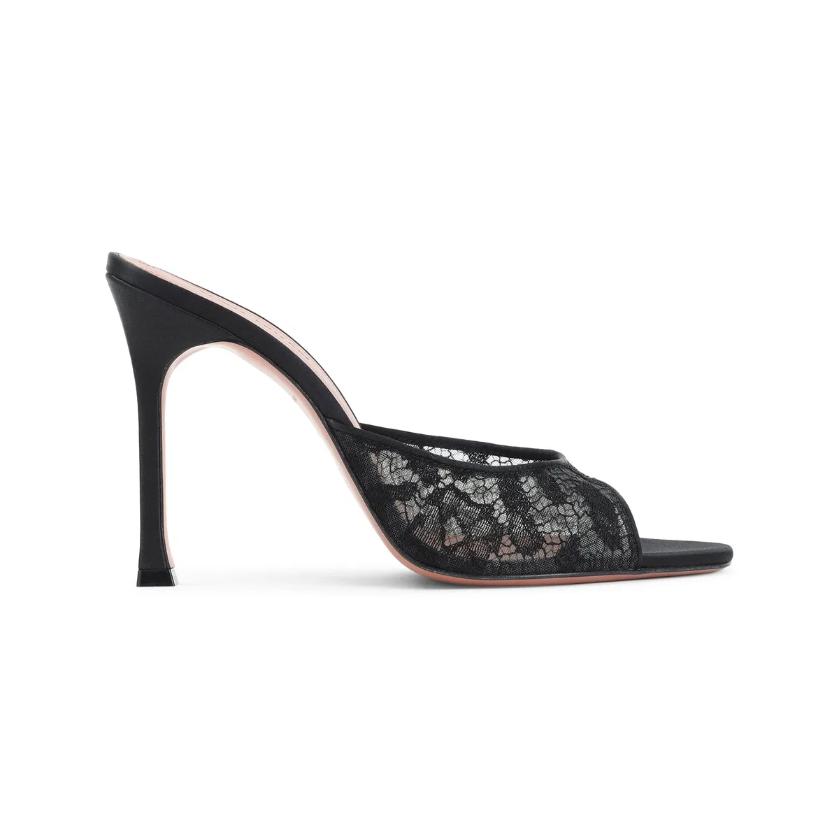 Amina Muaddi Black Alexa Lace Slipper