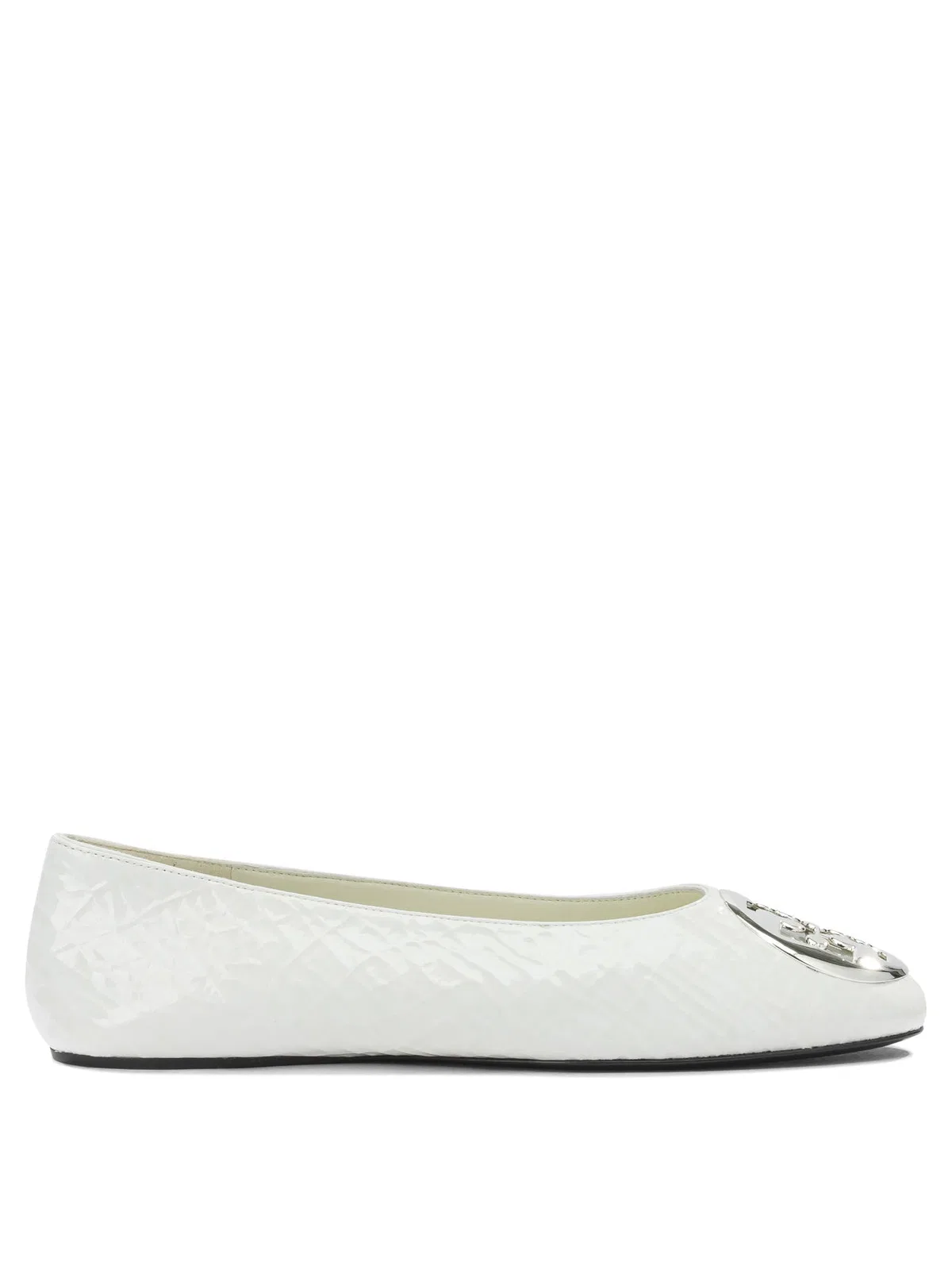 Tory Burch White Goat Bovine Leather Ballerinas