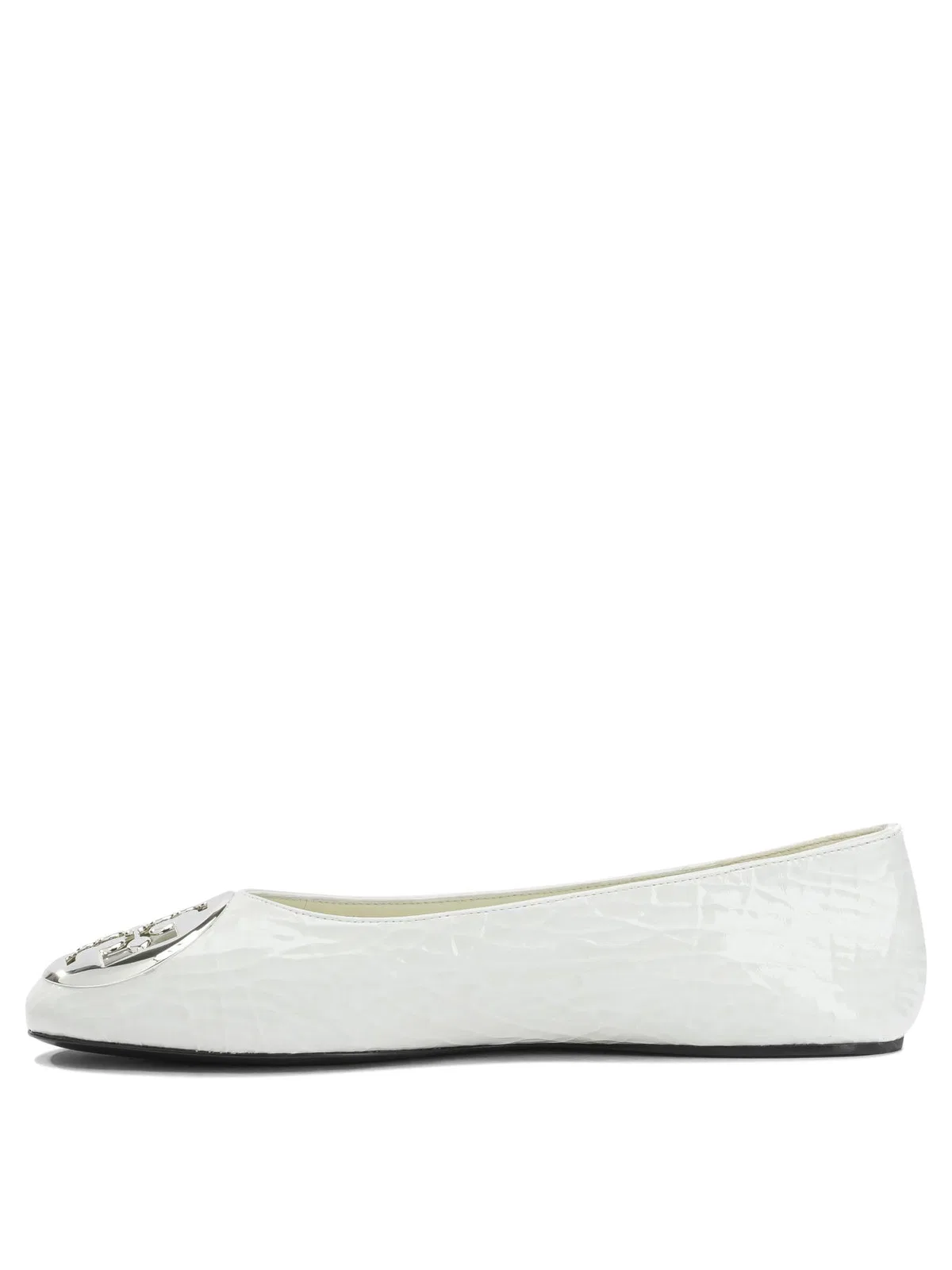 Tory Burch White Goat Bovine Leather Ballerinas