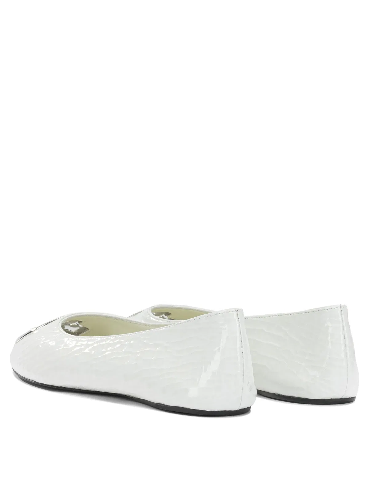 Tory Burch White Goat Bovine Leather Ballerinas