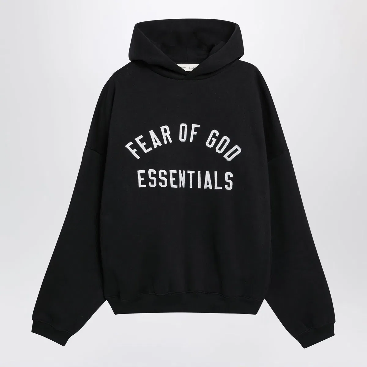 Fear Of God Essentials Black Cotton Fleece Hoodie With Logo Emb