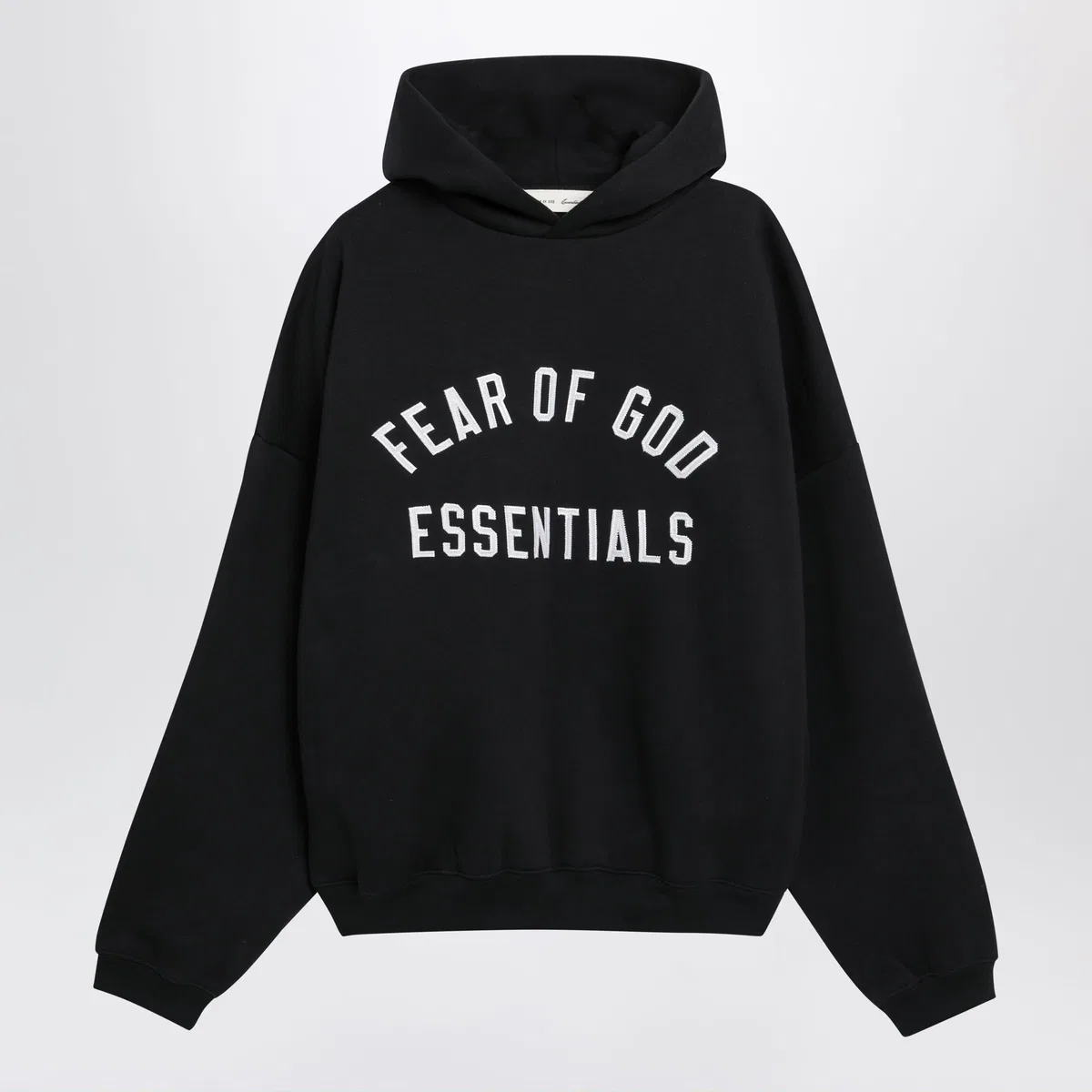 Fear Of God Essentials Black Cotton Fleece Hoodie With Logo Emb