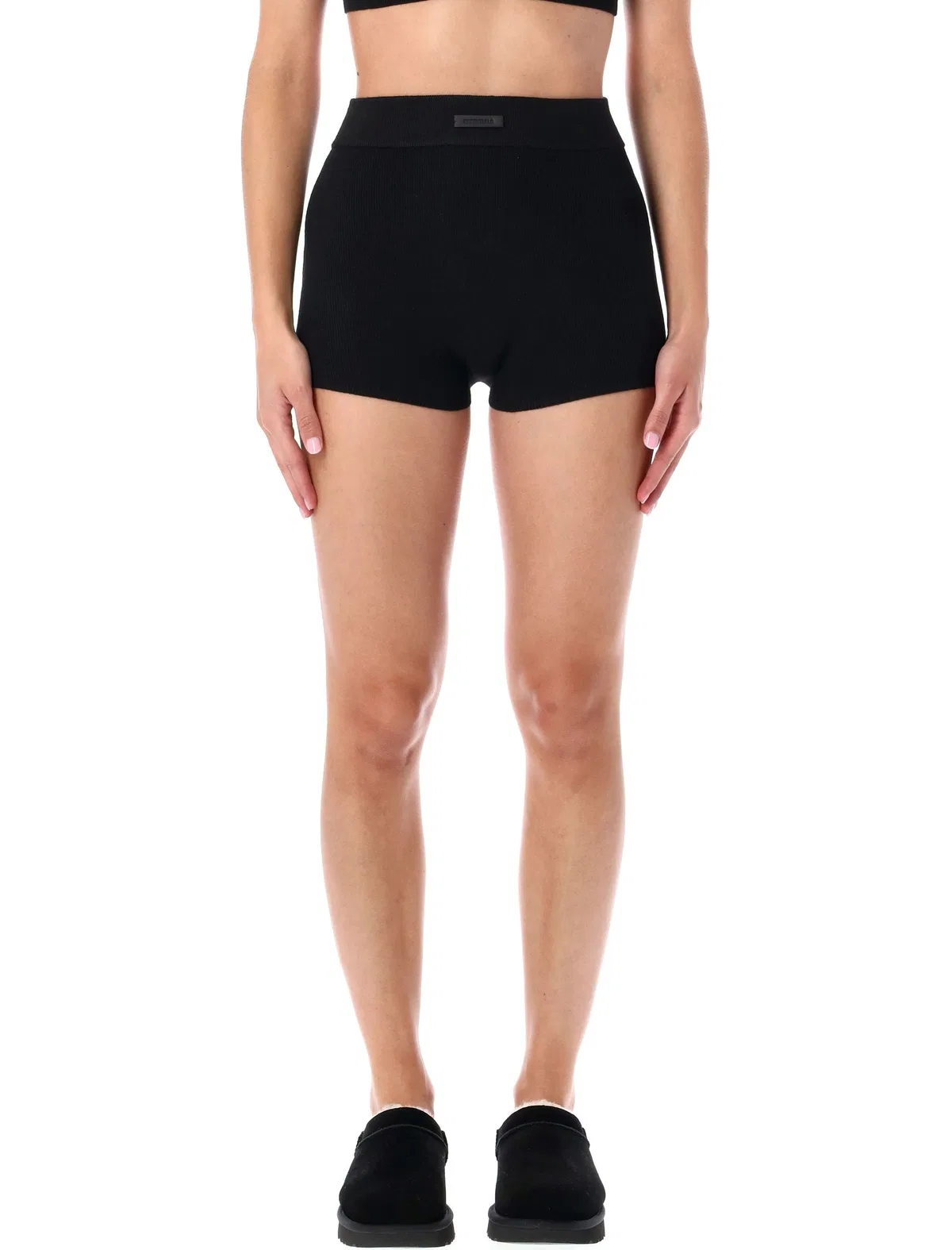 Fear Of God Essentials Black Culotte In Stretch Waffle Fabric