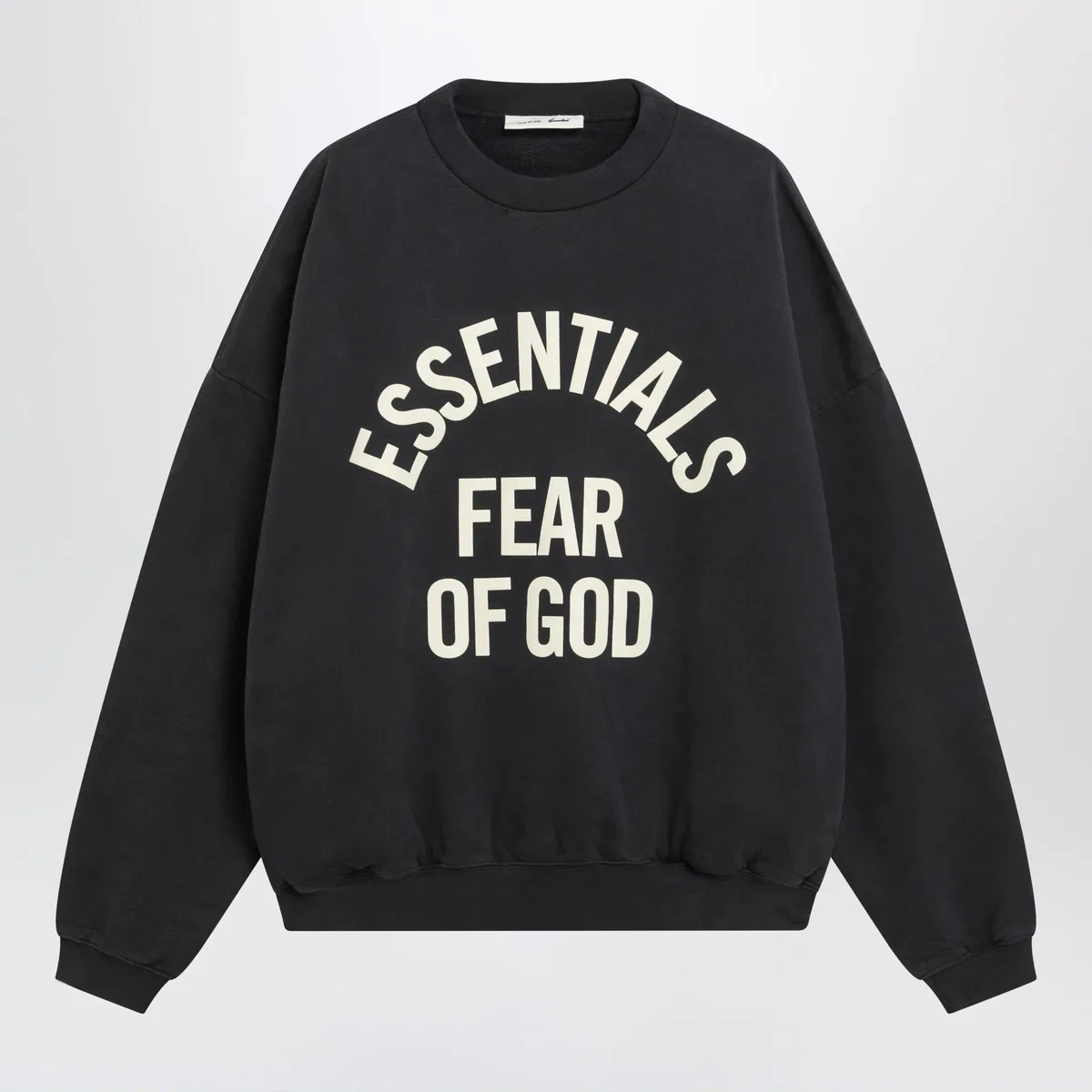 Fear Of God Essentials Black Cotton Crewneck Sweatshirt