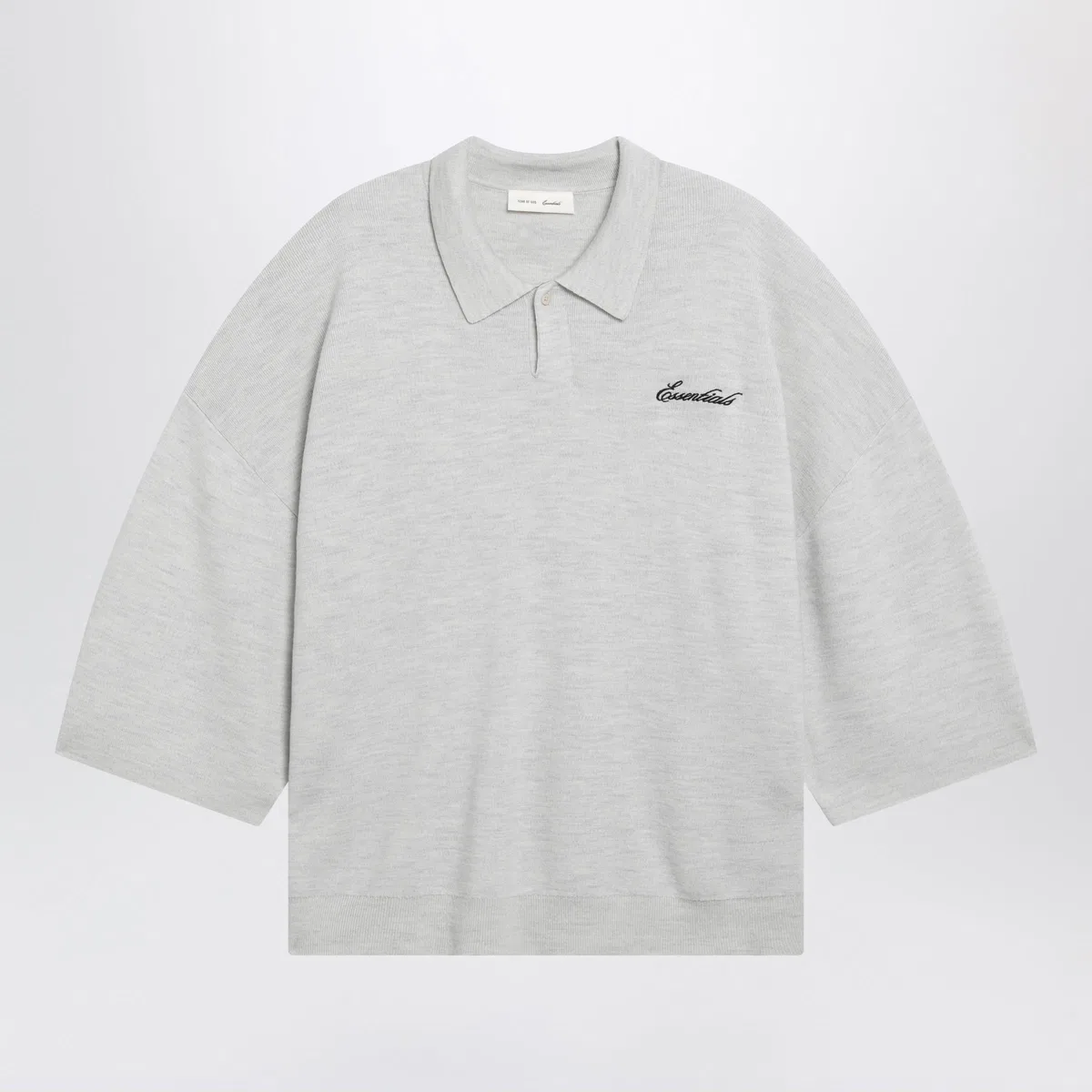 Fear Of God Essentials Signature Knit Polo With 3/4 Sleeves In 