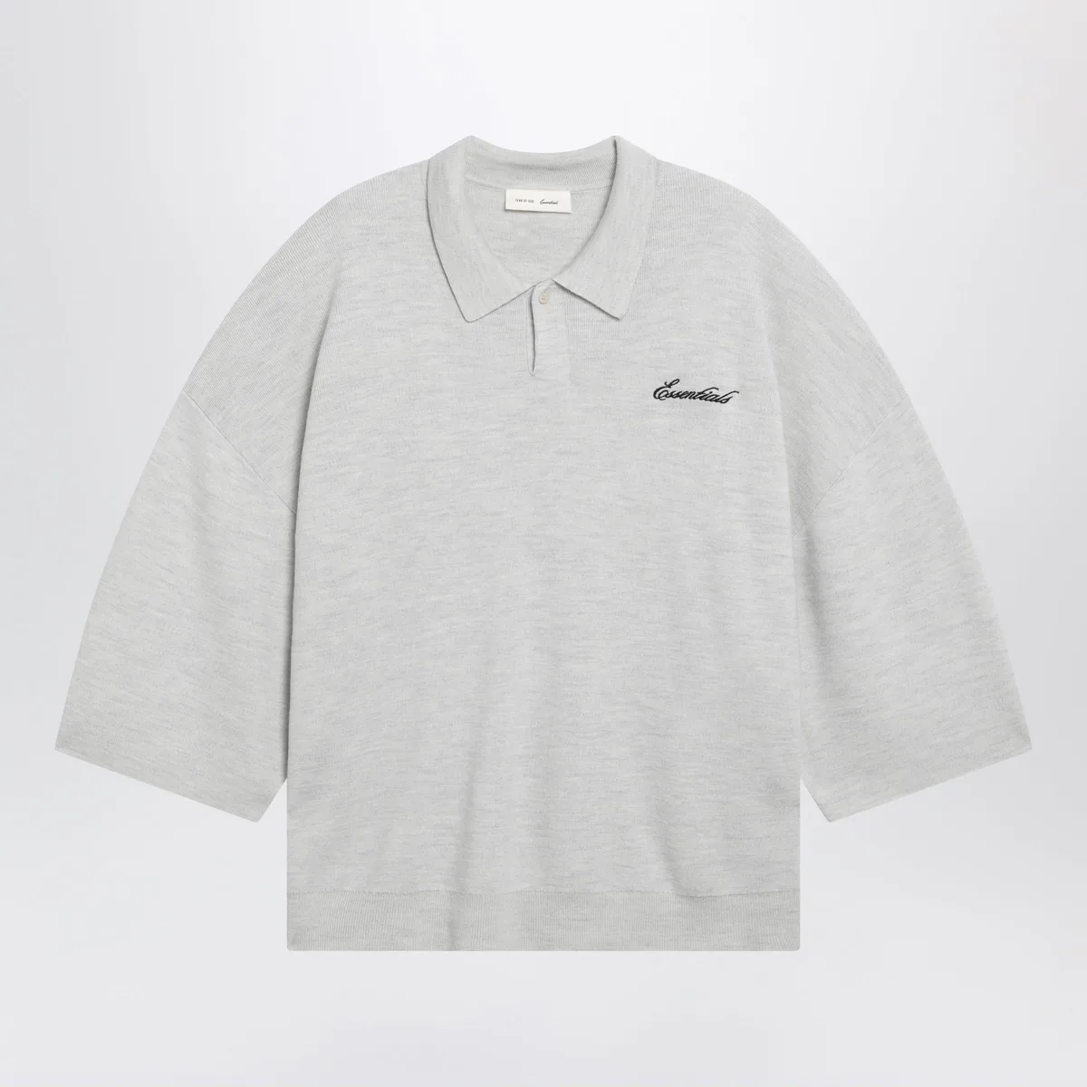 Fear Of God Essentials Signature Knit Polo With 3/4 Sleeves In 