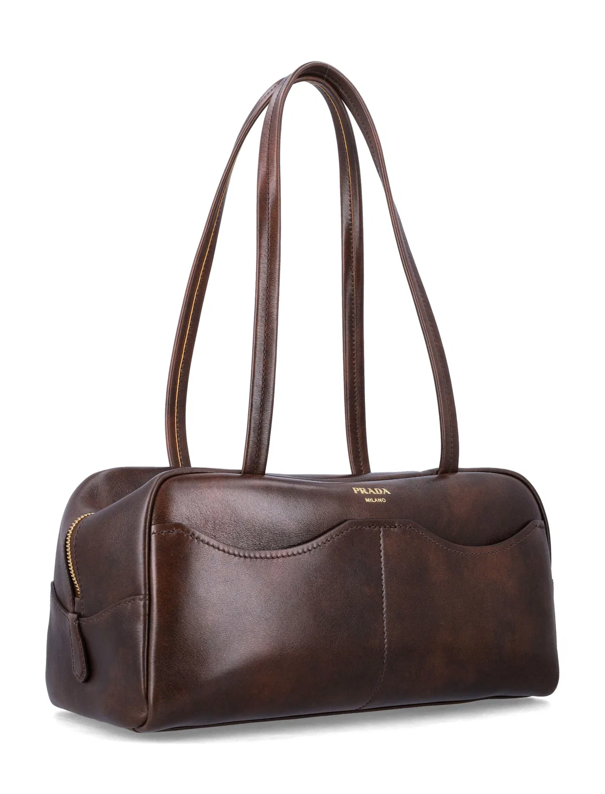 Prada Carry Large Antiqued Leather Top-Handle