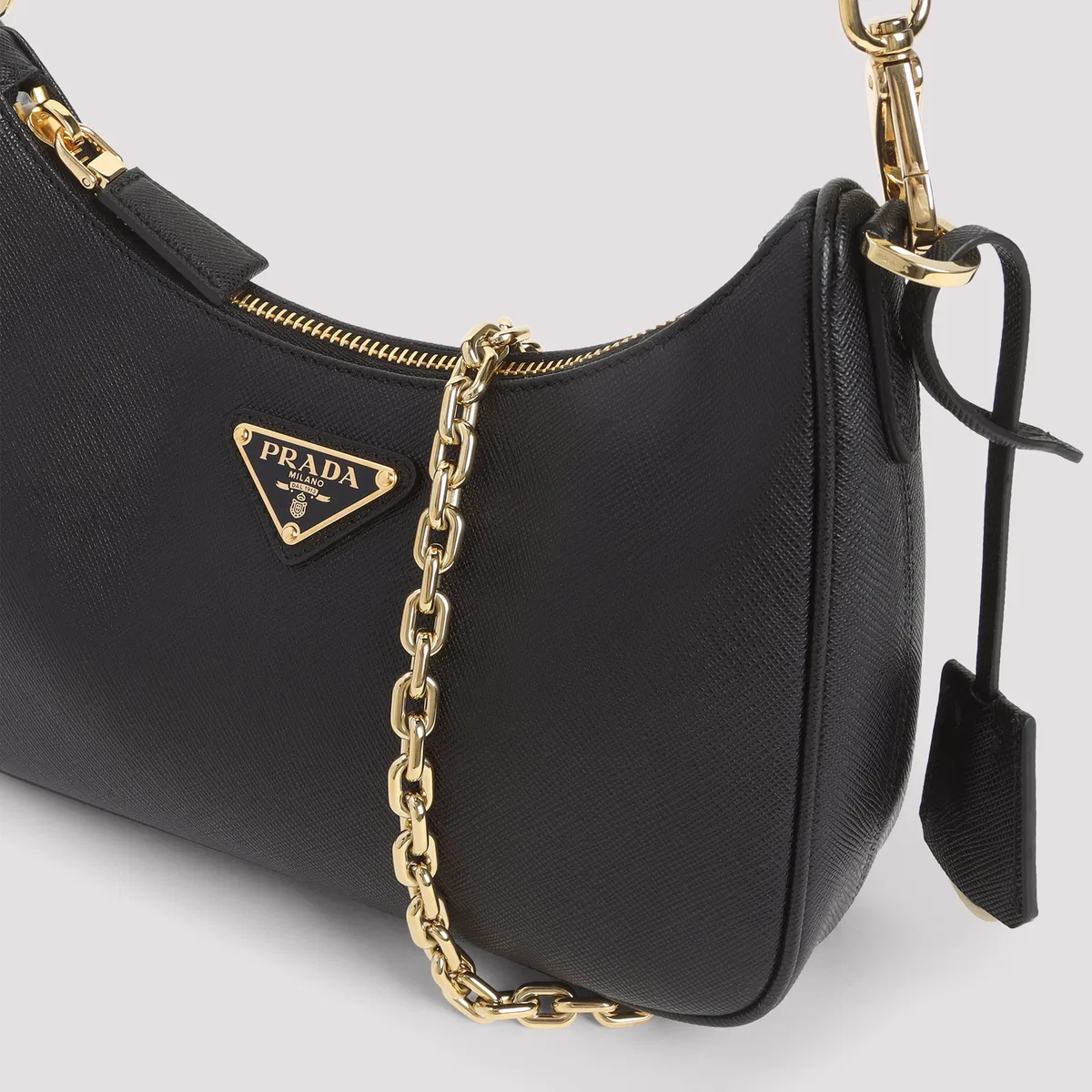 Prada Black Leather Mini Prada Re-Edition Shou