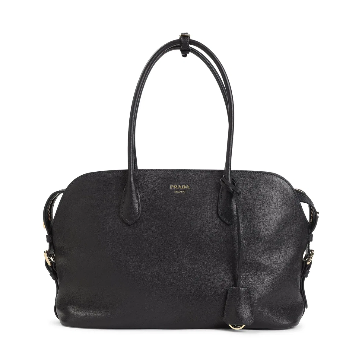 Prada Black Leather Shopping Bag