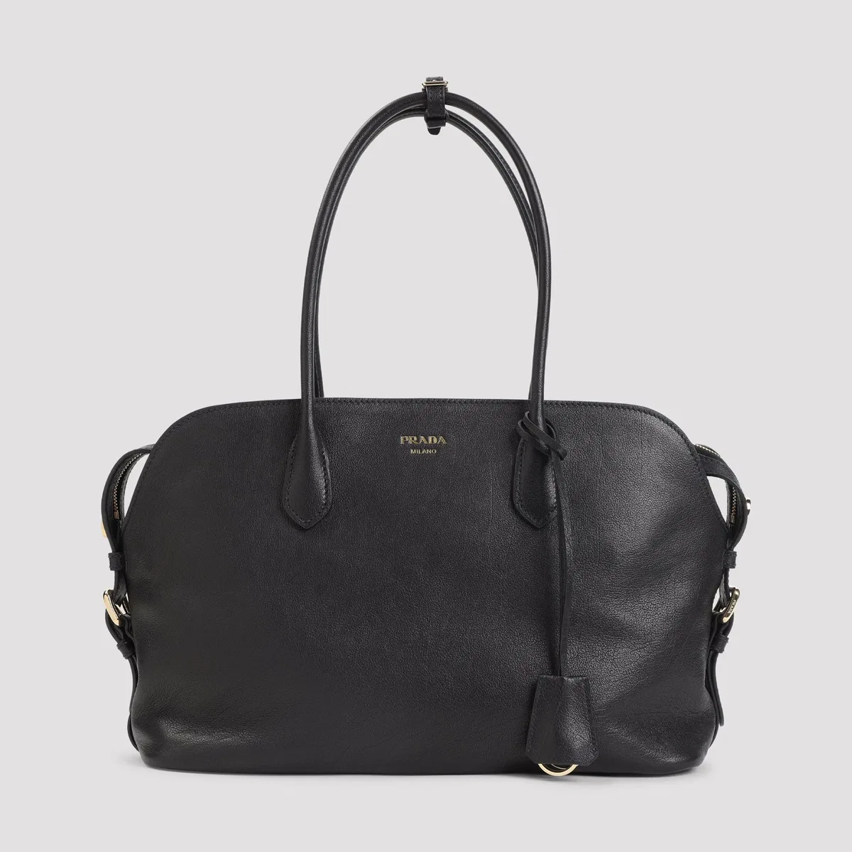 Prada Black Leather Shopping Bag