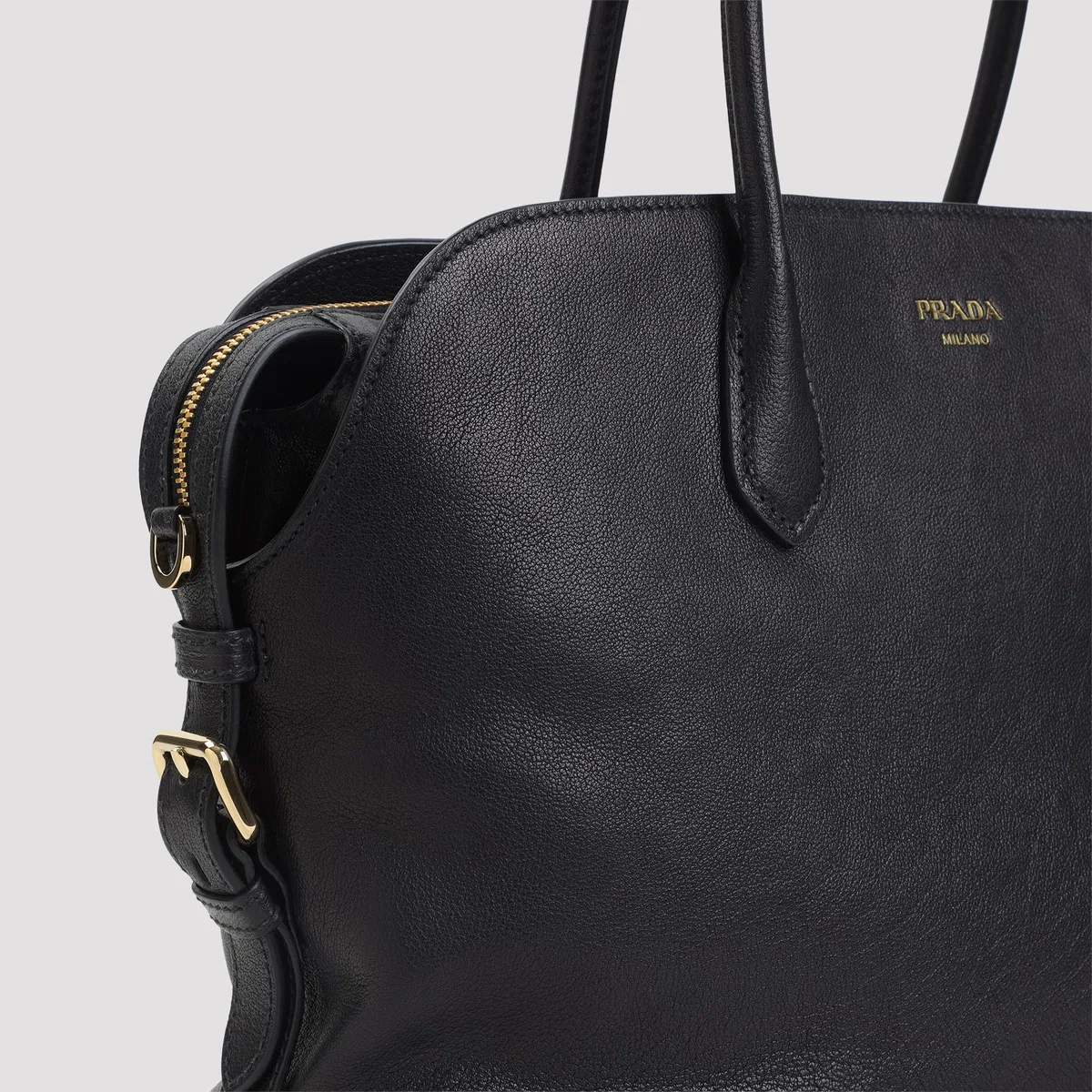 Prada Black Leather Shopping Bag