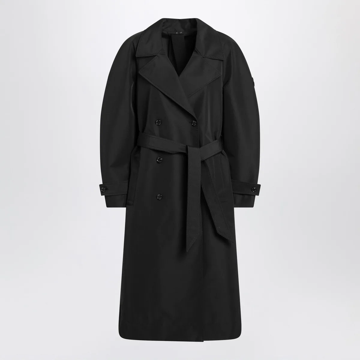 Moncler x Edward Enninful Black Double-Breasted Trench Coat With B