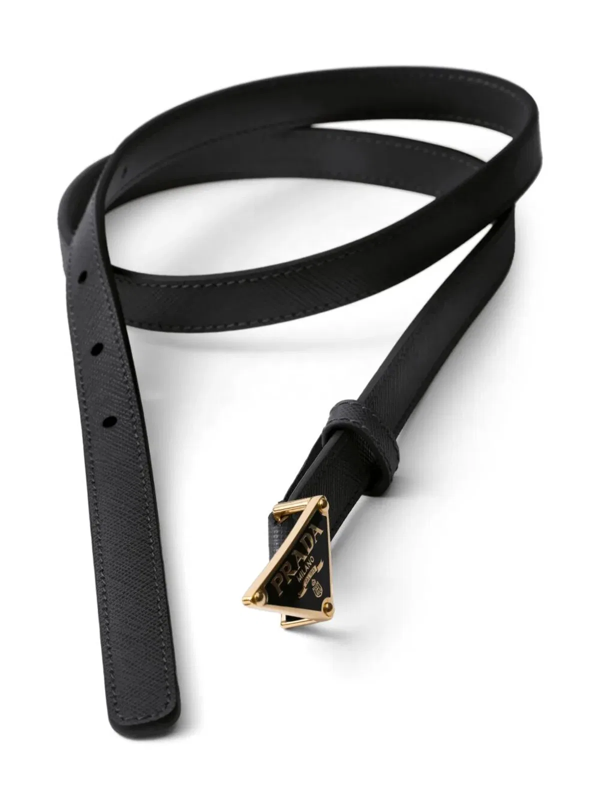 Prada Triangular Buckle Leather Belt
