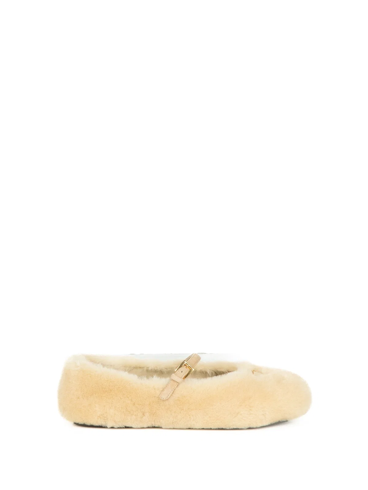 Prada Caramel Sheepskin Ballerinas