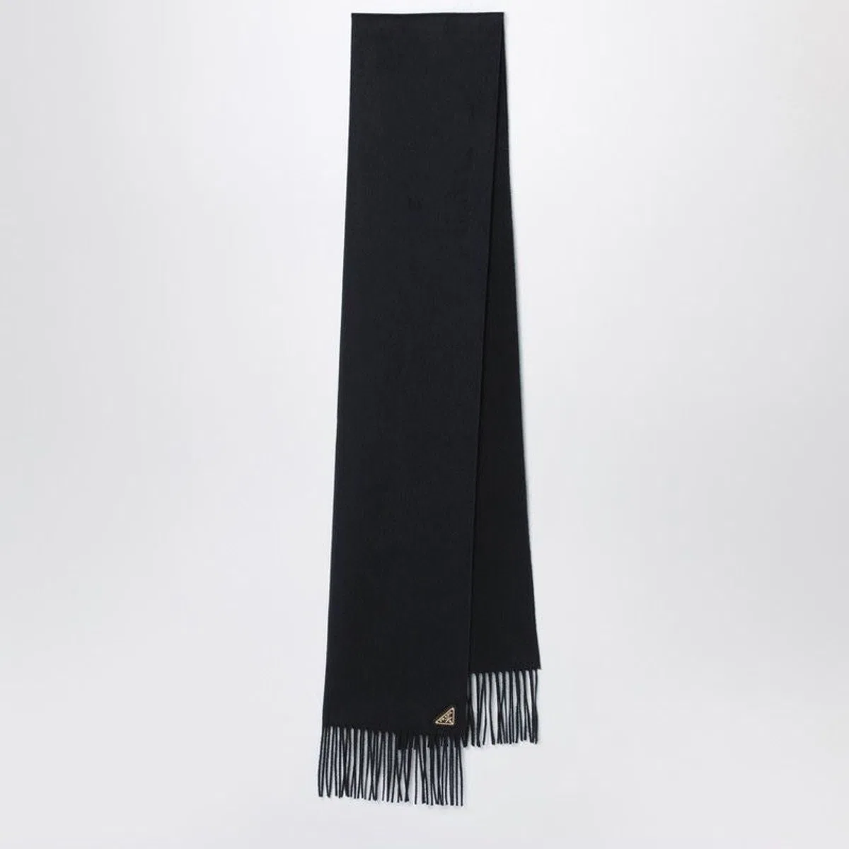 Prada Triangle-Logo Fringed Scarf