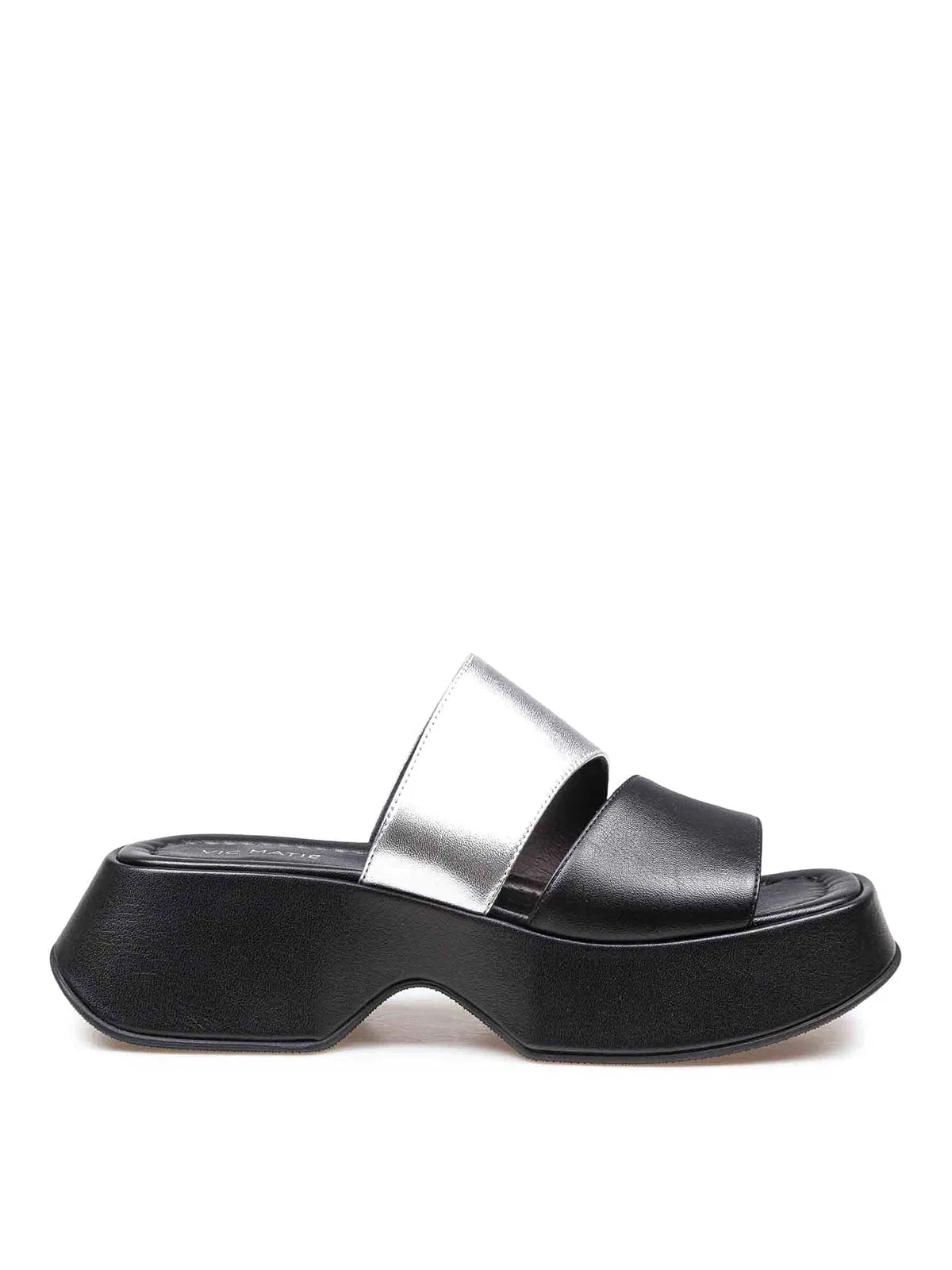 Vic Matie' Mini Yoko Sandal In Black And Silver Col