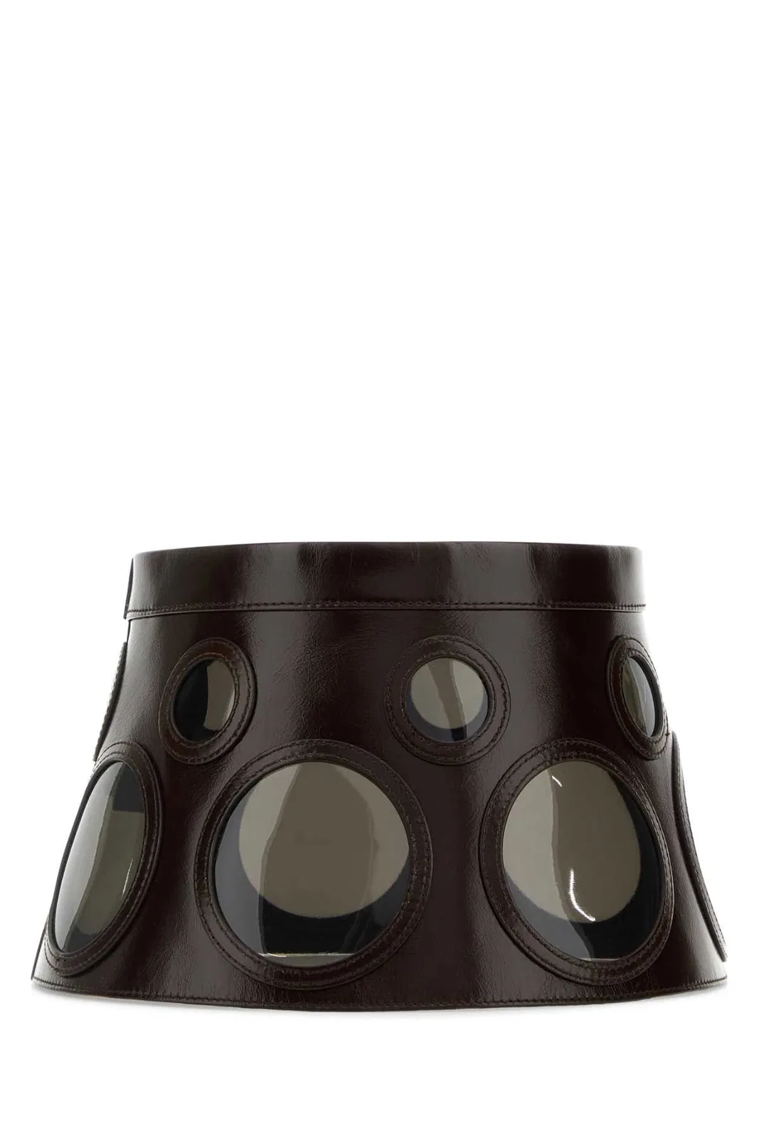 Prada Visor Brown In Leather And Plexiglass