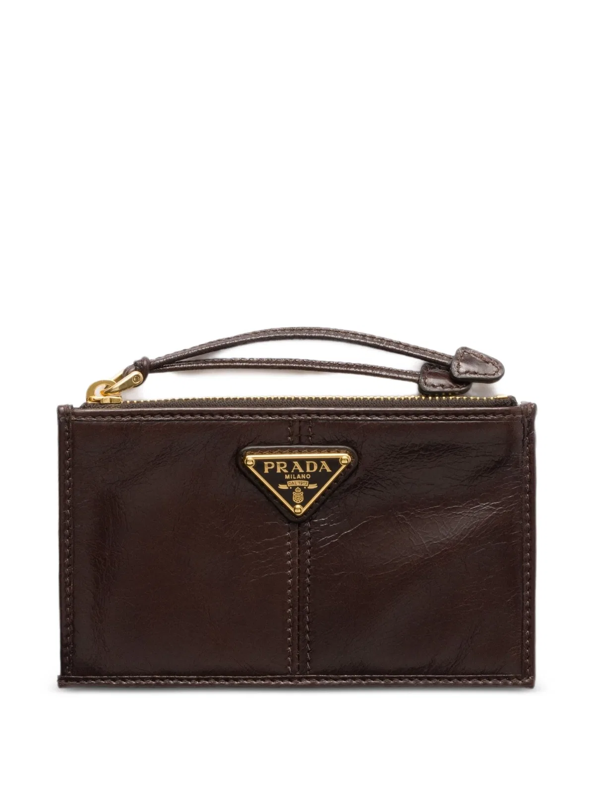 Prada Leather Card Holder With Zipper