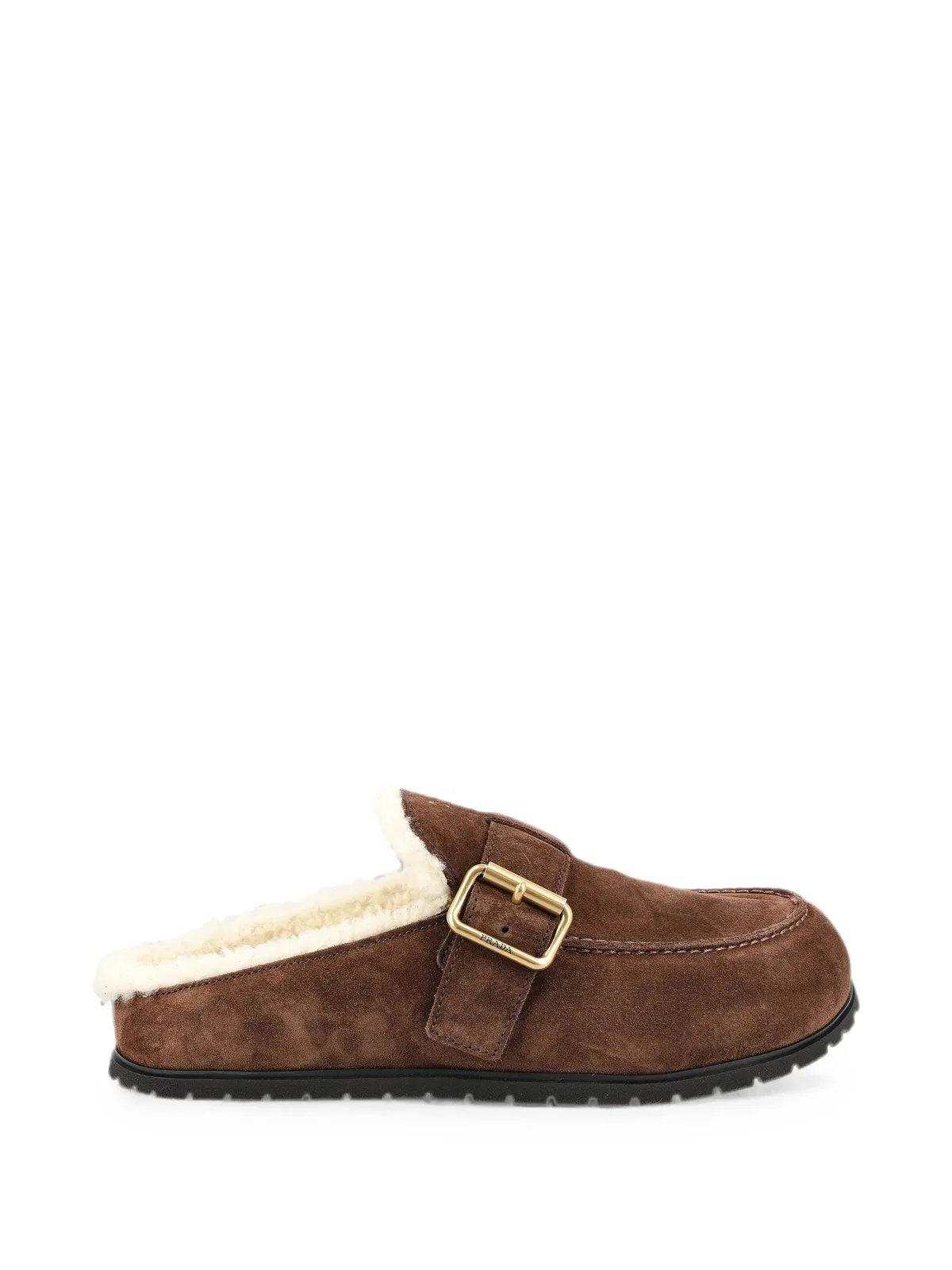 Prada Brown Suede Shearling Mules