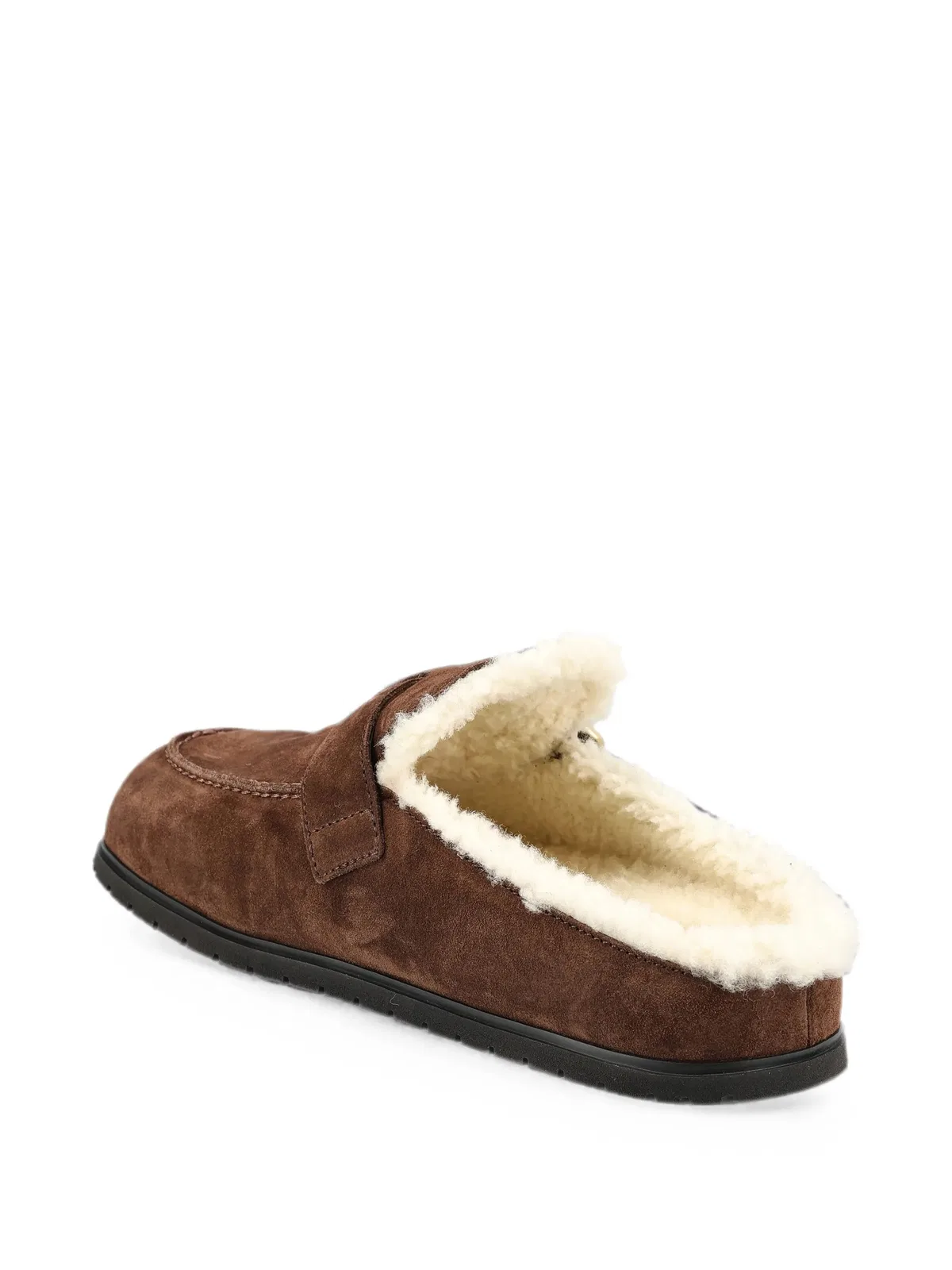 Prada Brown Suede Shearling Mules