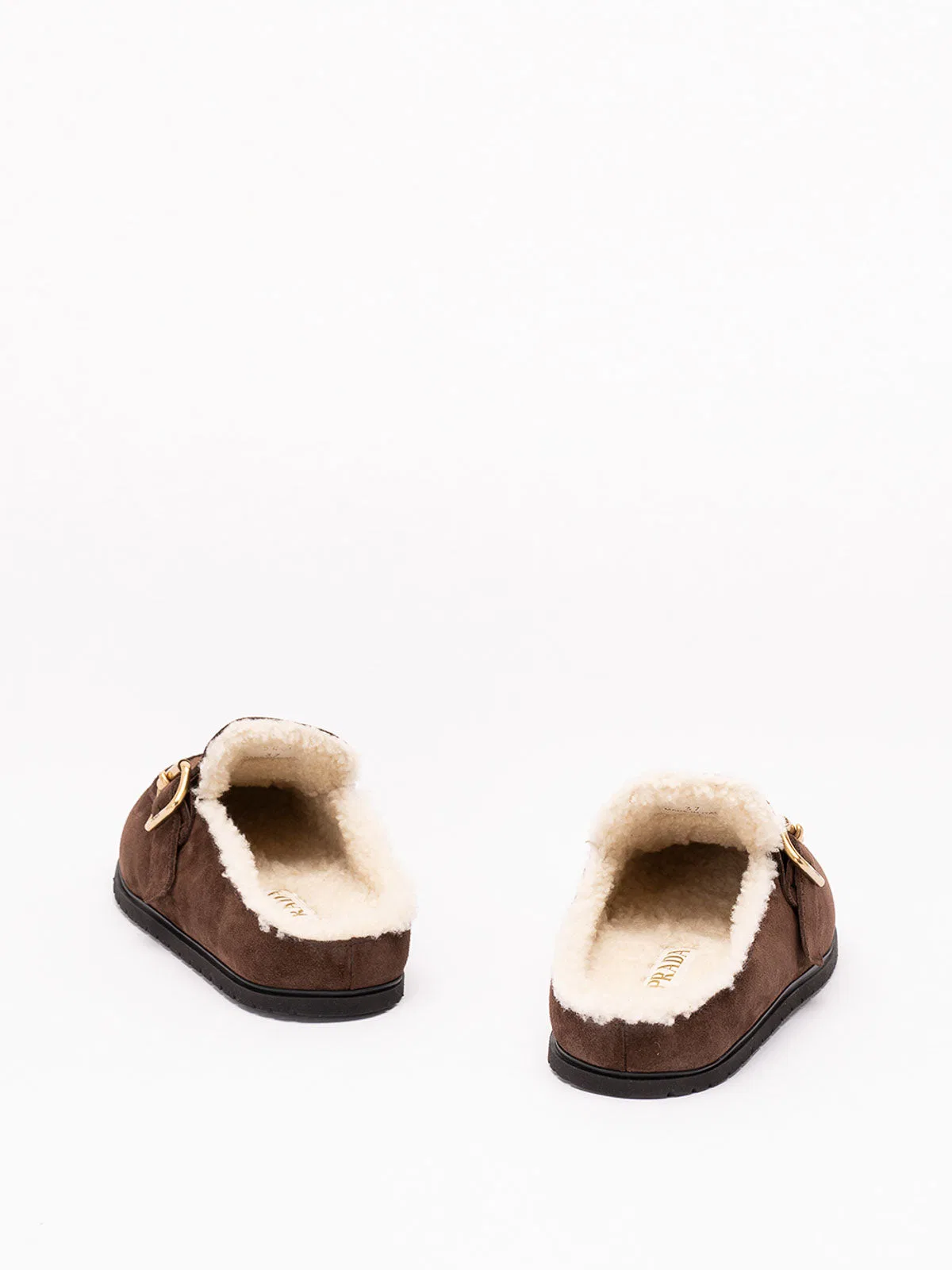 Prada Suede And Shearling Mules